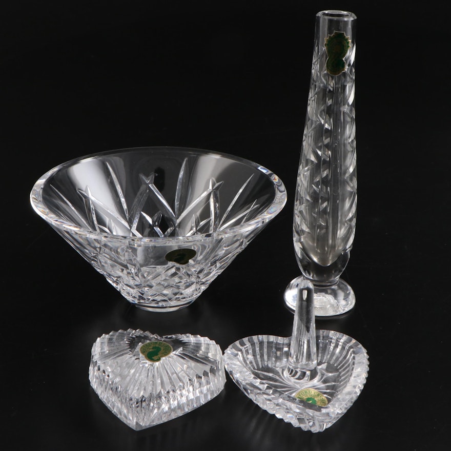 Waterford Crystal Bowl, Bud Vase, Paperweight, and Ring Holder