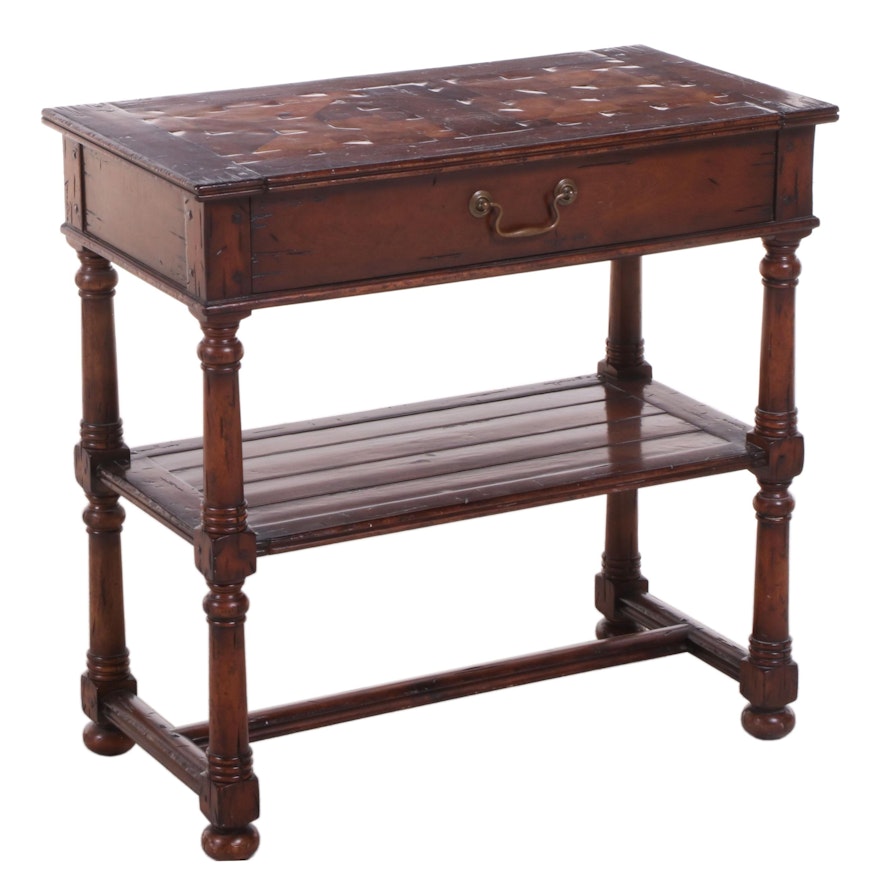 William and Mary Style Hardwood and Oyster-Veneered Side Table