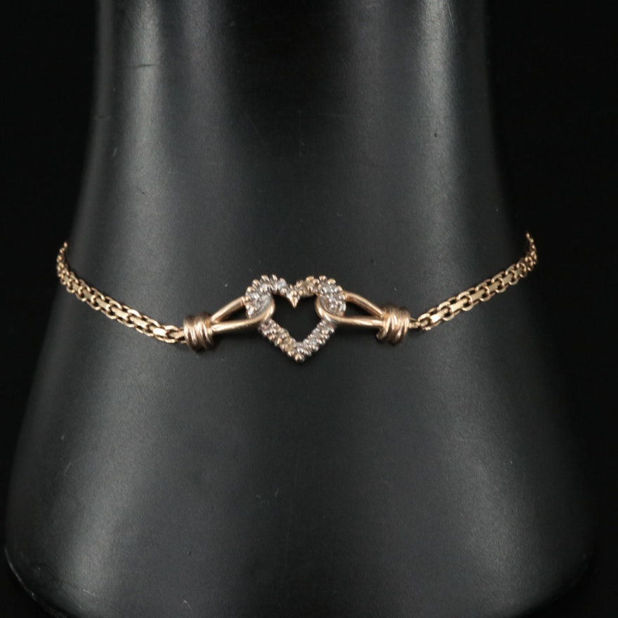 14K 0.02 CTW Diamond Heart Bracelet