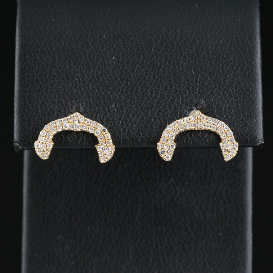 14K 0.30 CTW Pavé Diamond Curved Arrow Stud Earrings