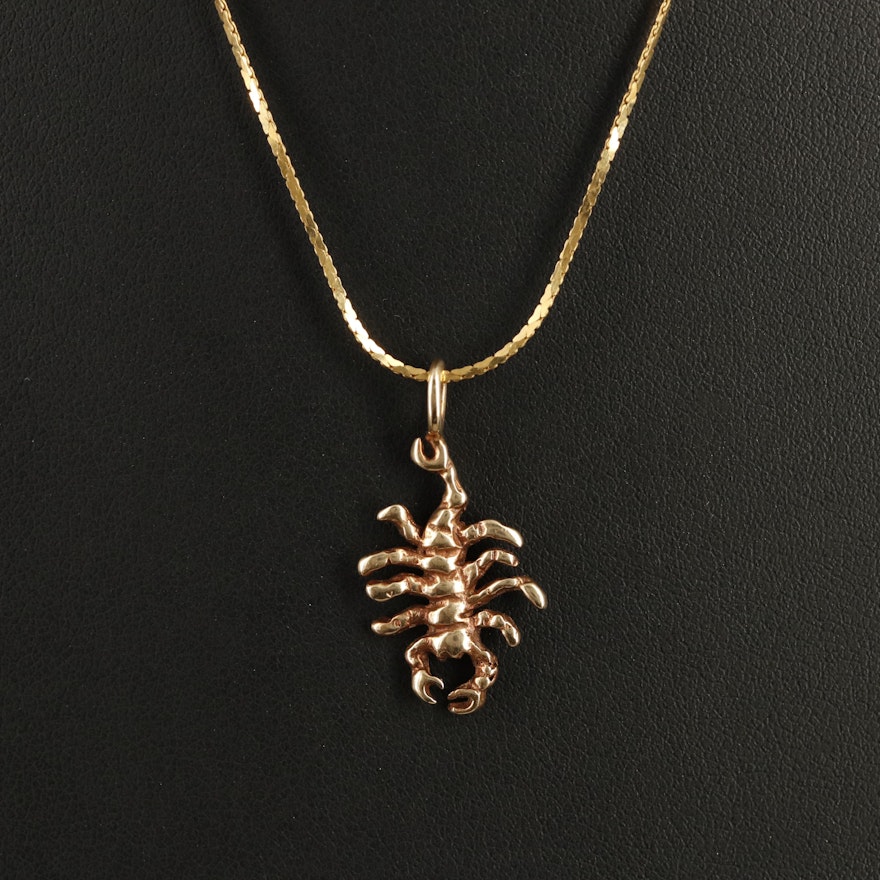 Italian 14K Scorpion Pendant Necklace