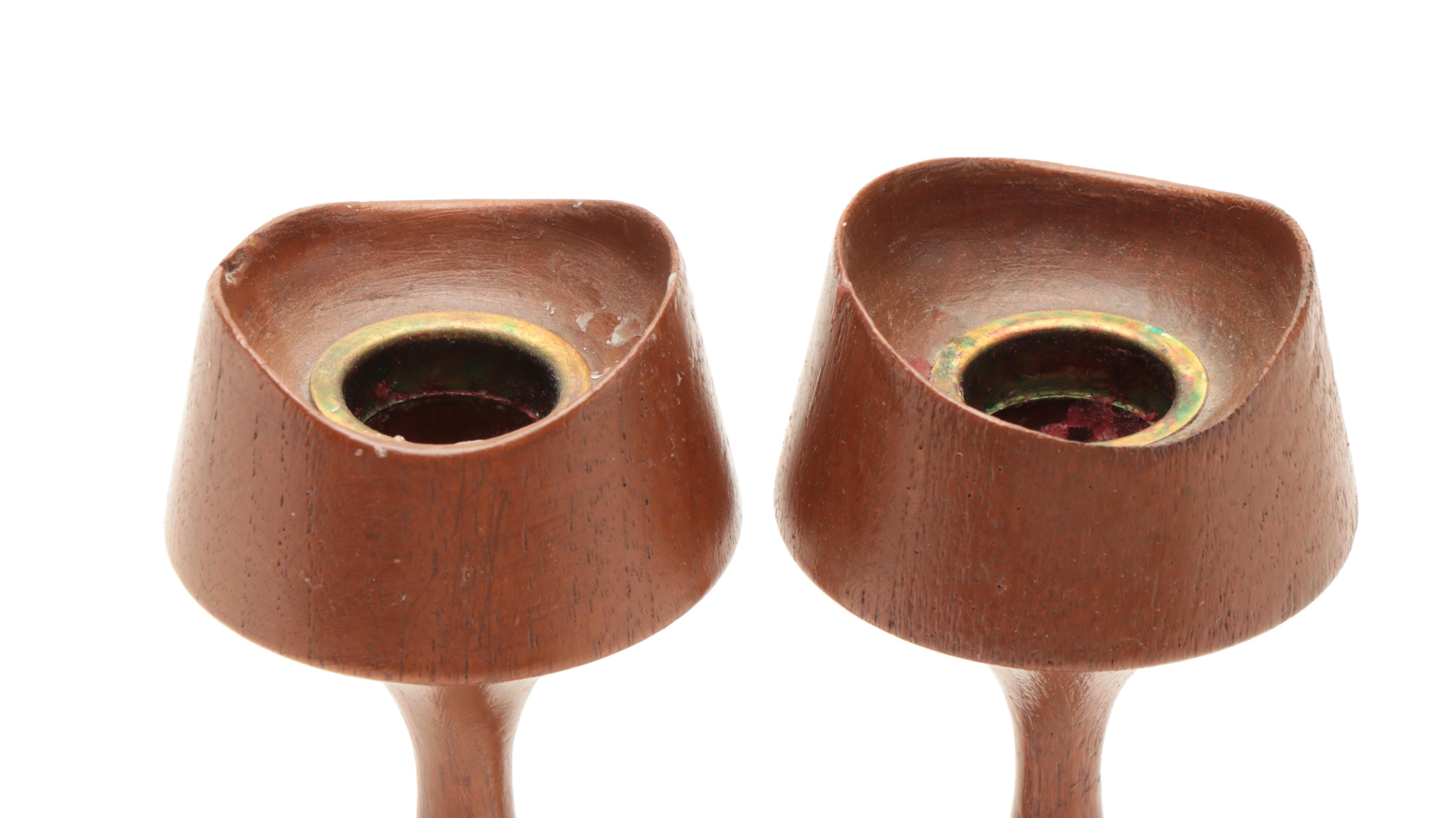 Laurids Lønborg Danish Teak Candlesticks, Mid-20th Century