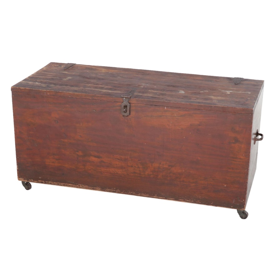 Pine Storage Chest on Casters, Early 20th Century