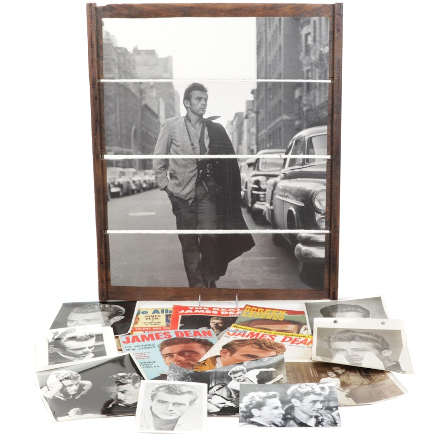 James Dean Memorabilia Including Magazines, Photographs and Wall Hanging, 1950s