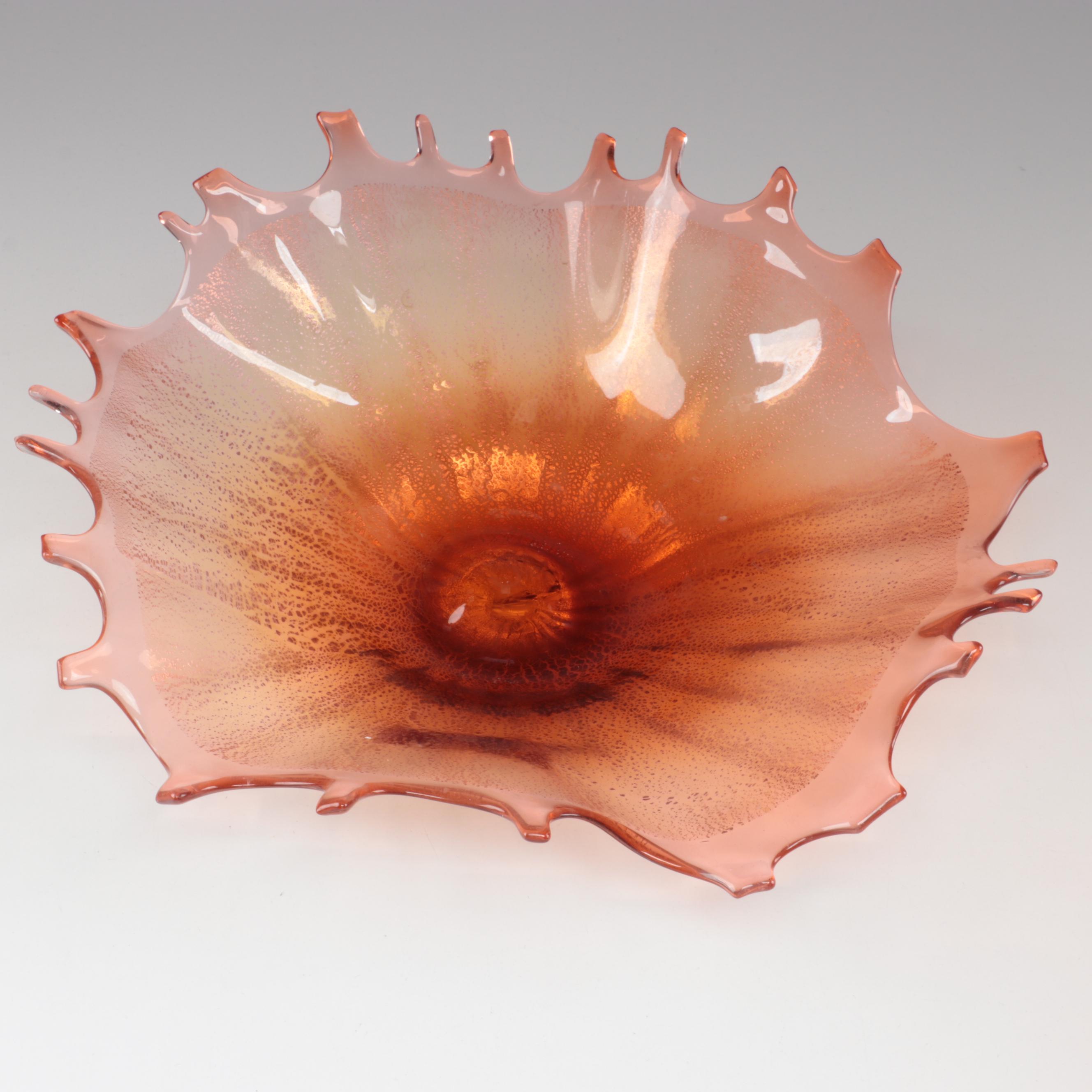 Doug Frates Handblown with Silver Leaf Freeform Art Glass Splash Finger Bowls
