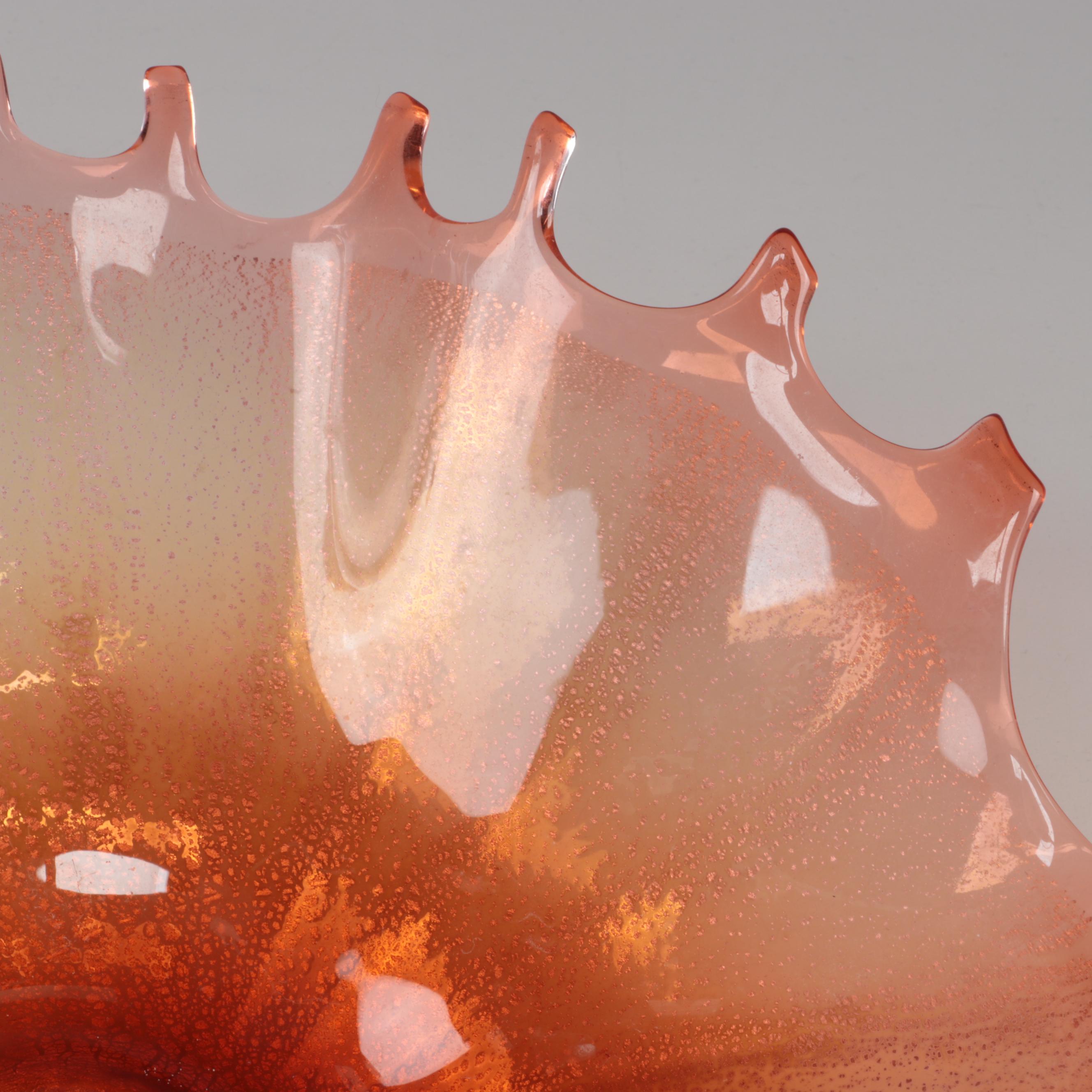 Doug Frates Handblown with Silver Leaf Freeform Art Glass Splash Finger Bowls