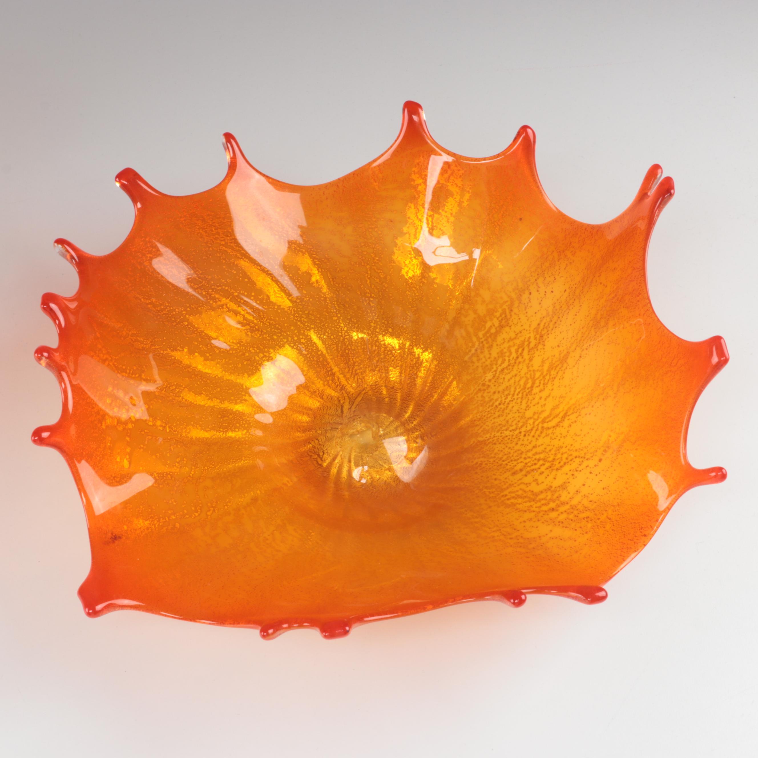 Doug Frates Handblown with Silver Leaf Freeform Art Glass Splash Finger Bowls