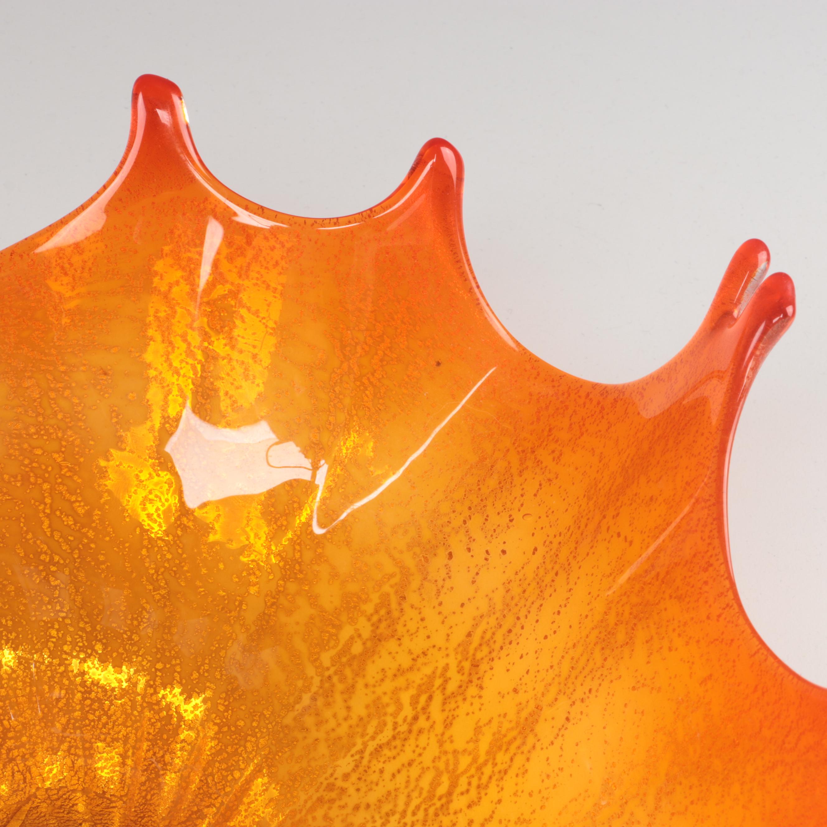 Doug Frates Handblown with Silver Leaf Freeform Art Glass Splash Finger Bowls