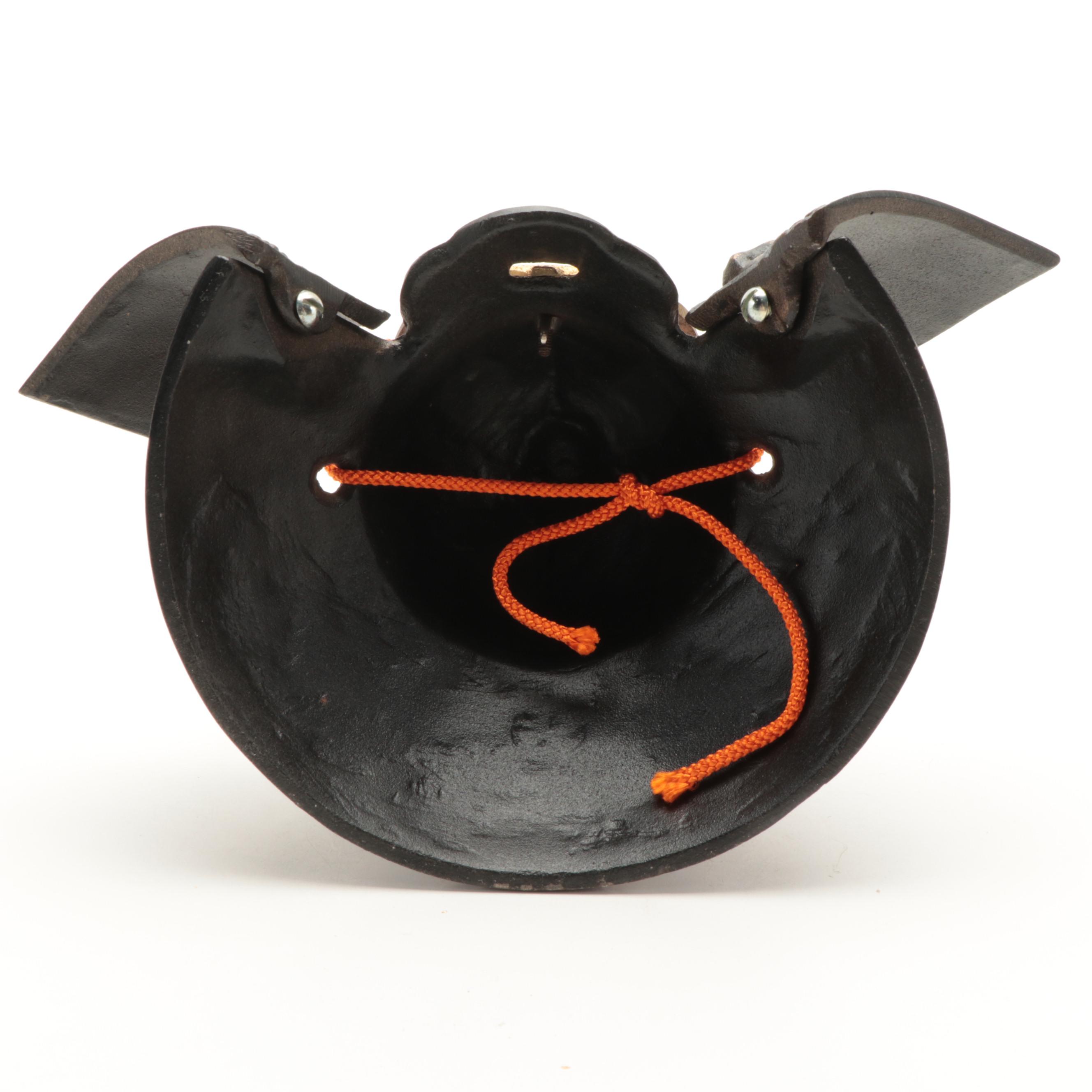 Japanese Cast Iron Samurai Hoshi-bachi Kabuto with Silk Brocade Cushion