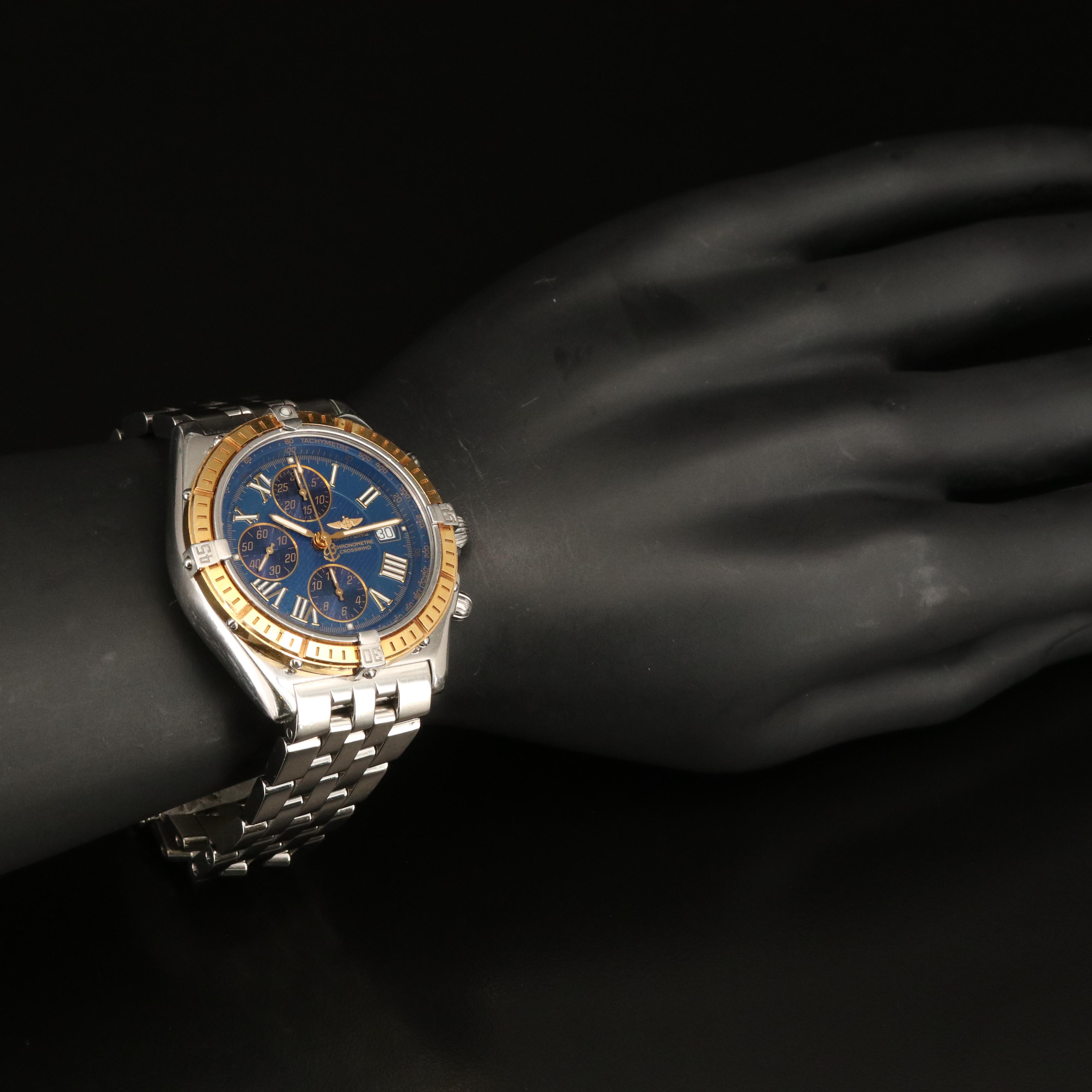 18K and Stainless Steel Breitling Cross Wind Racing Chronograph Watch