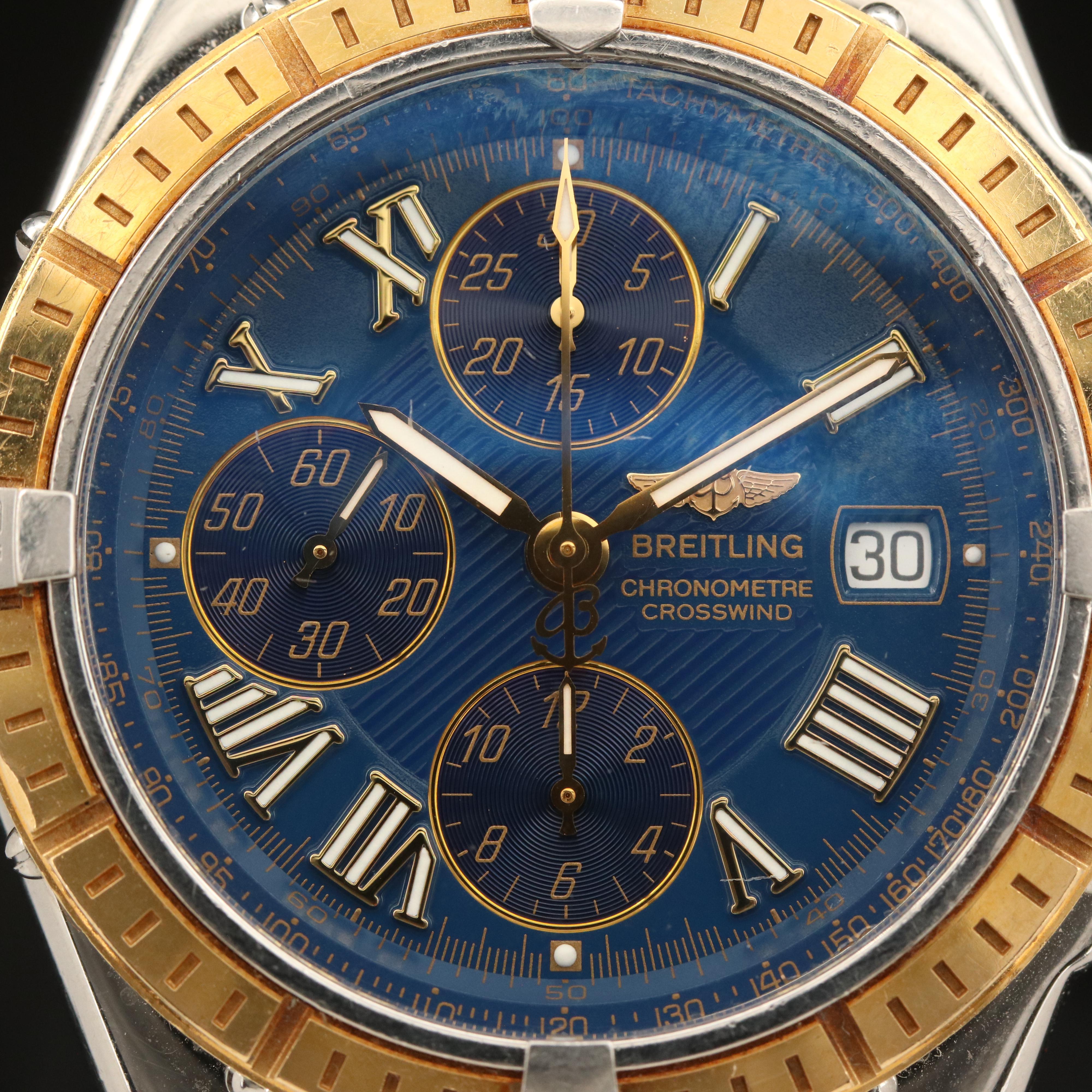 18K and Stainless Steel Breitling Cross Wind Racing Chronograph Watch