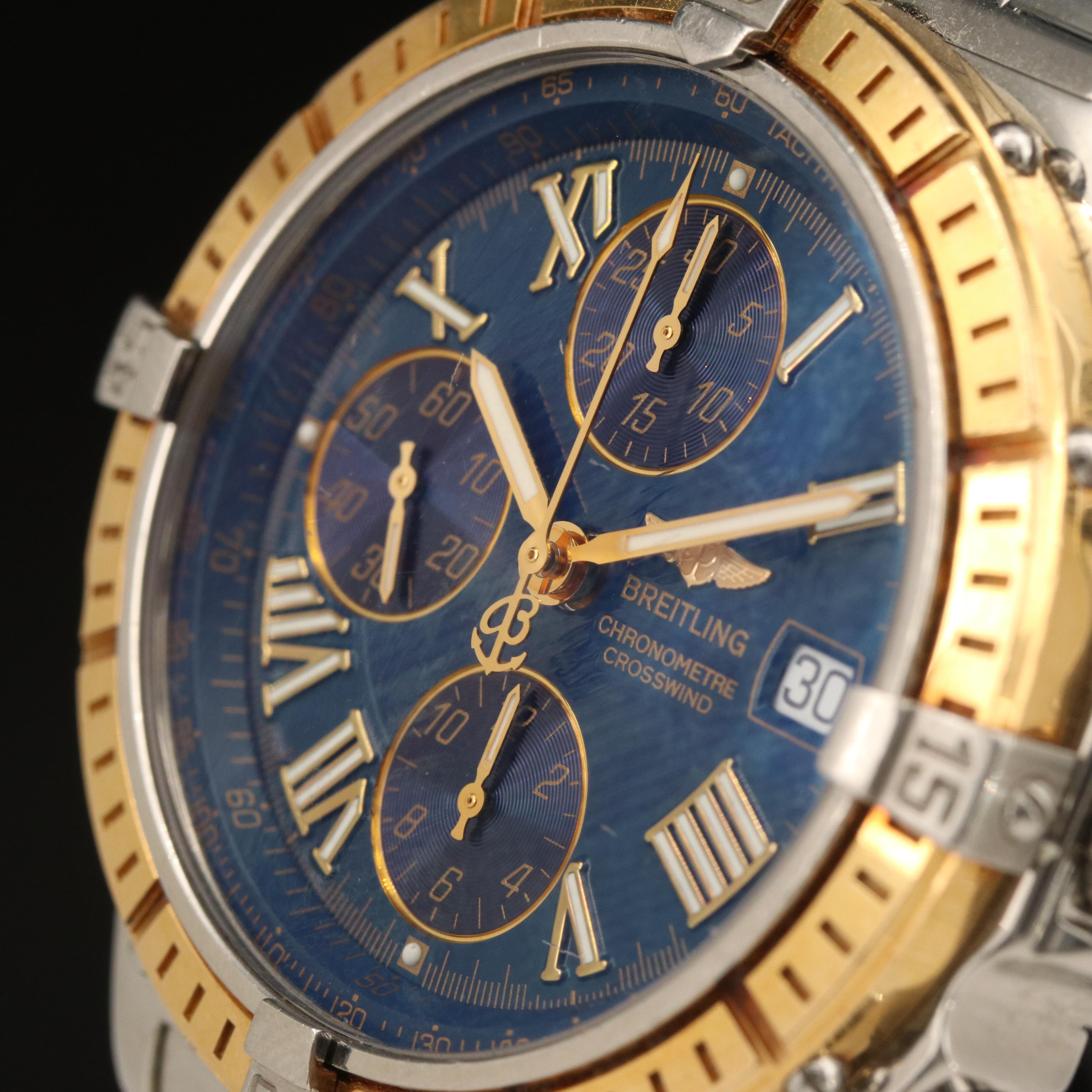 18K and Stainless Steel Breitling Cross Wind Racing Chronograph Watch