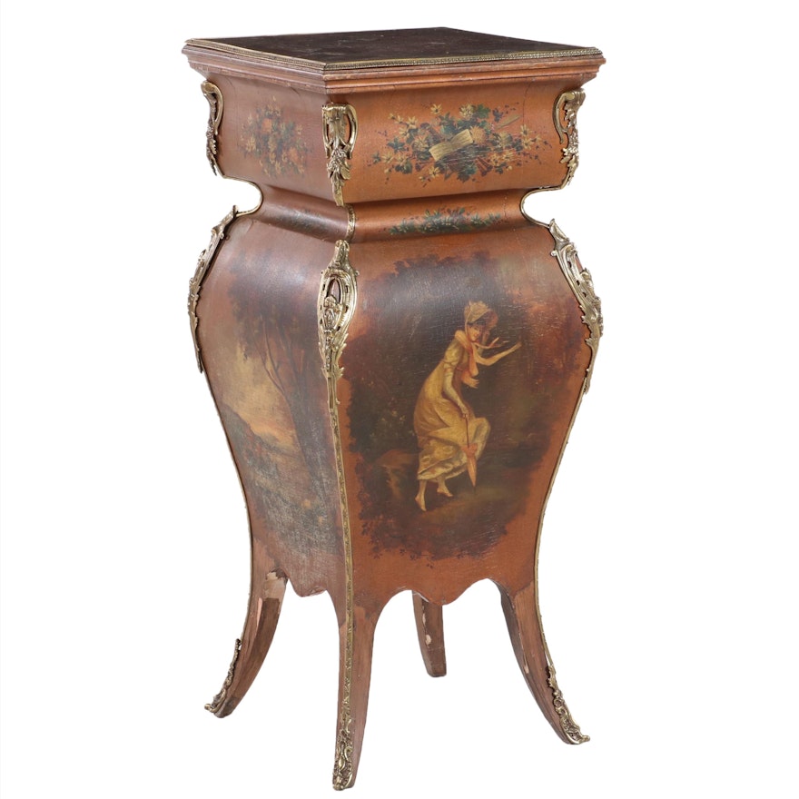 Neoclassical Style Paint-Decorated Wood Plant Stand