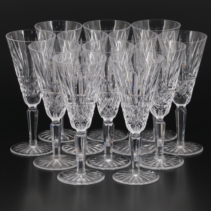 Waterford Crystal "Maeve" Fluted Champagne Glasses, Late 20th Century