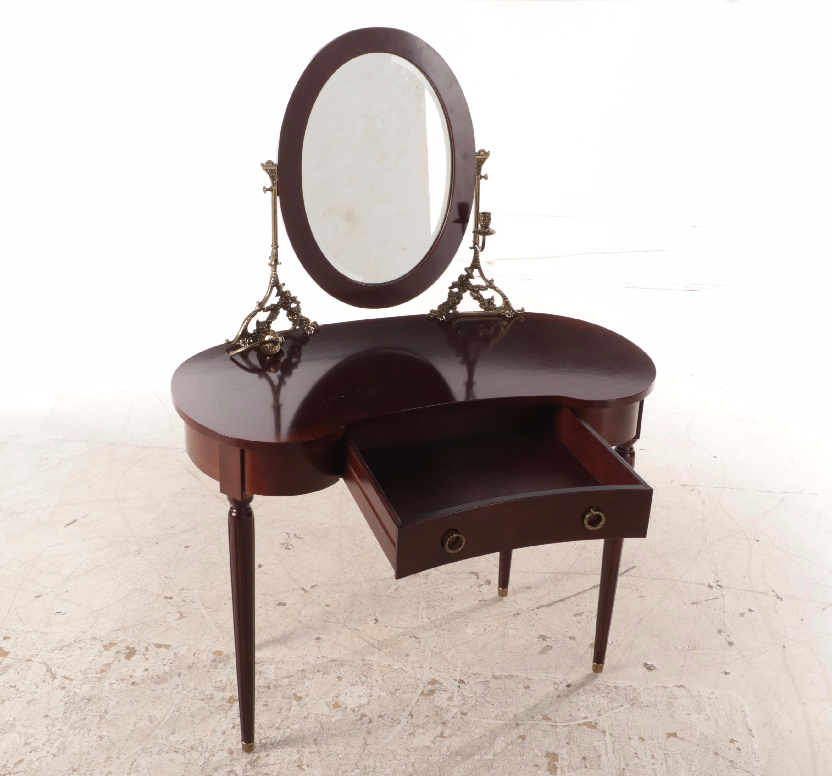 The Bombay Company Mahogany-Stained Dressing Table and Stool