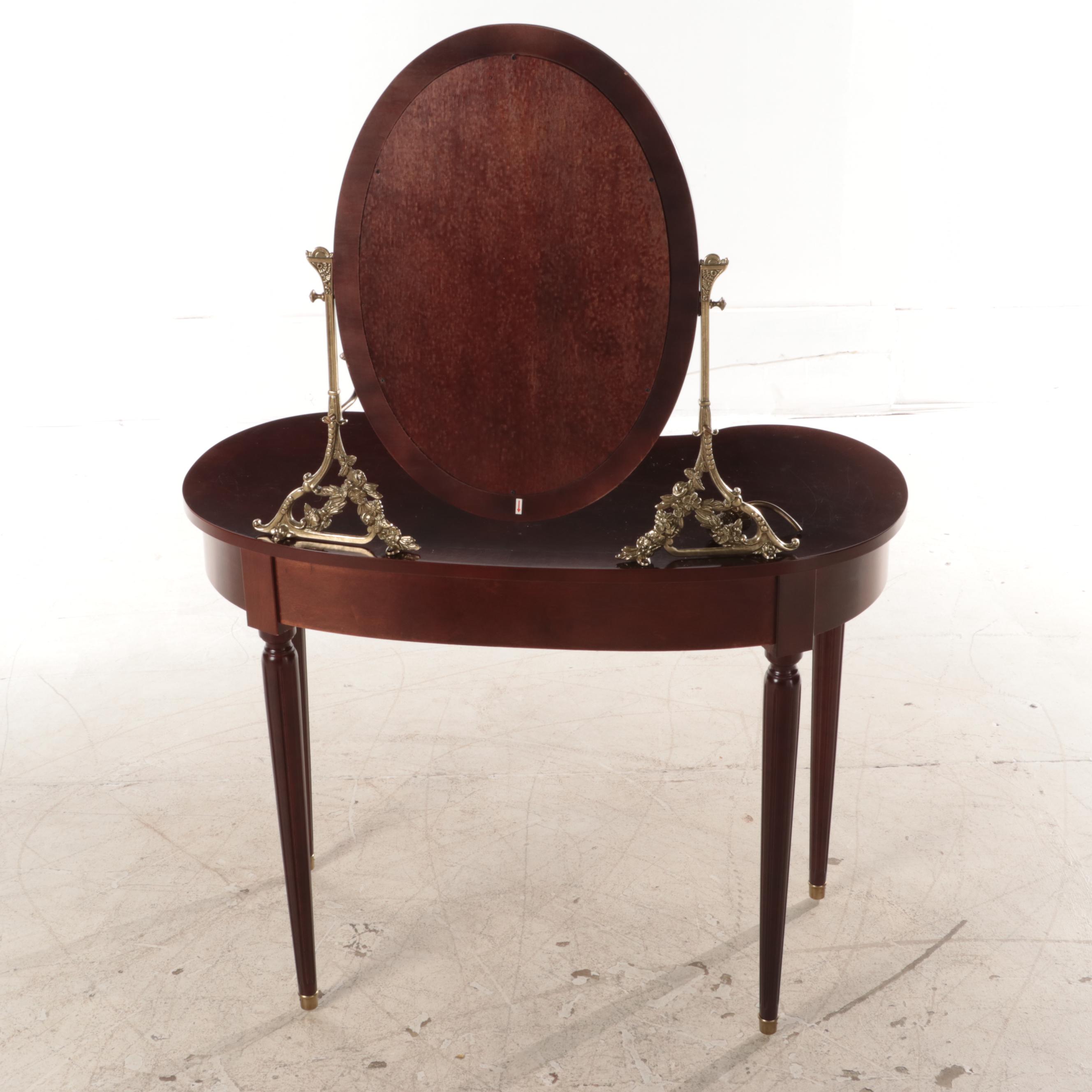 The Bombay Company Mahogany-Stained Dressing Table and Stool