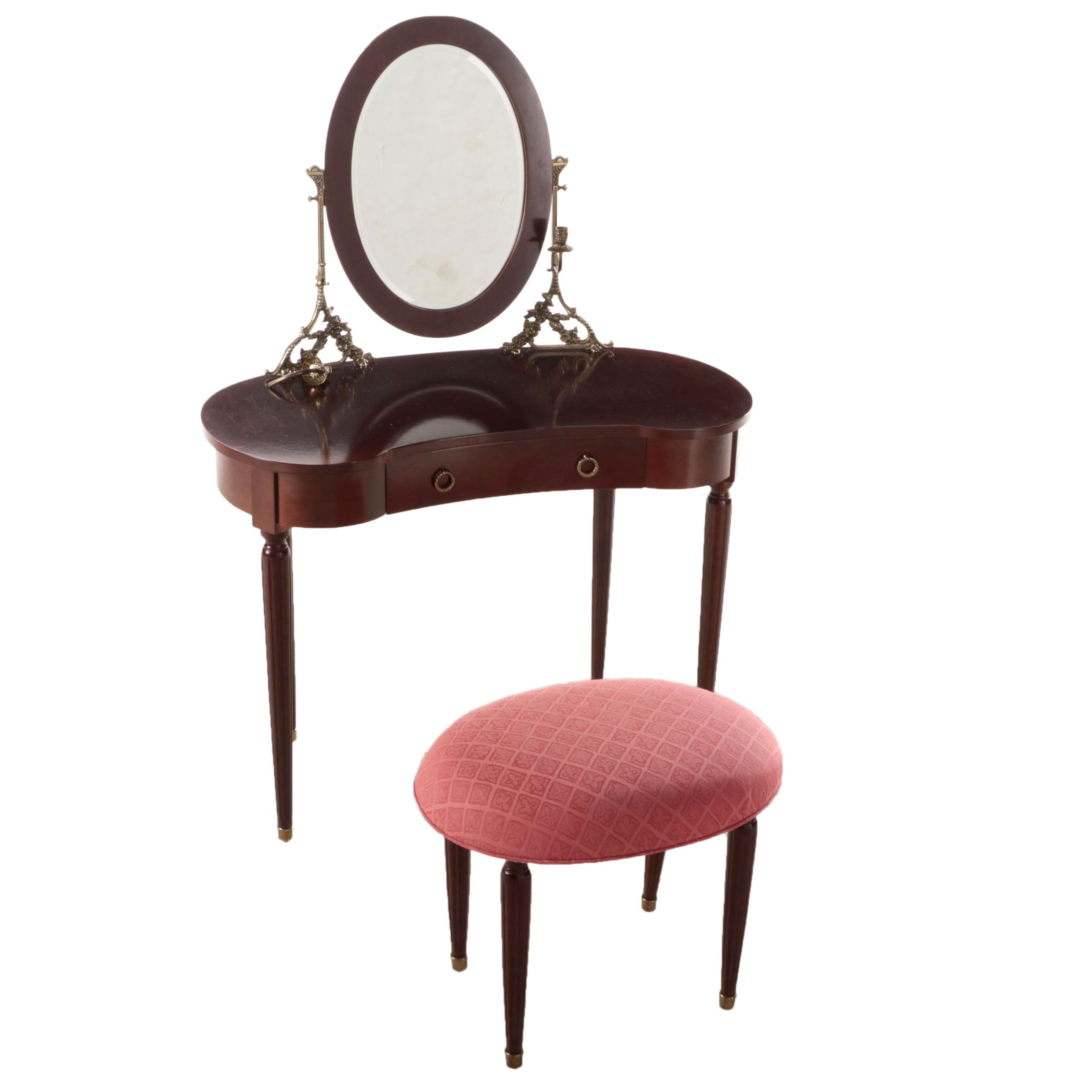 The Bombay Company Mahogany-Stained Dressing Table and Stool