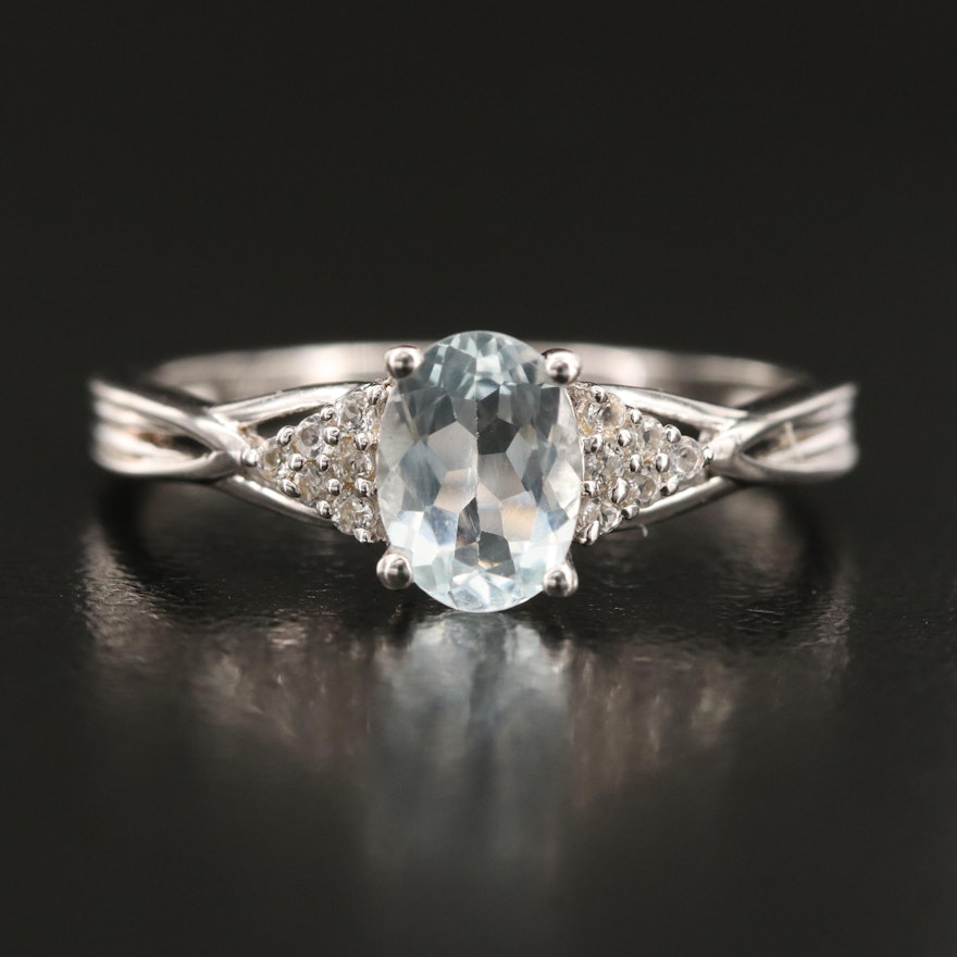 Sterling Aquamarine and Topaz Ring