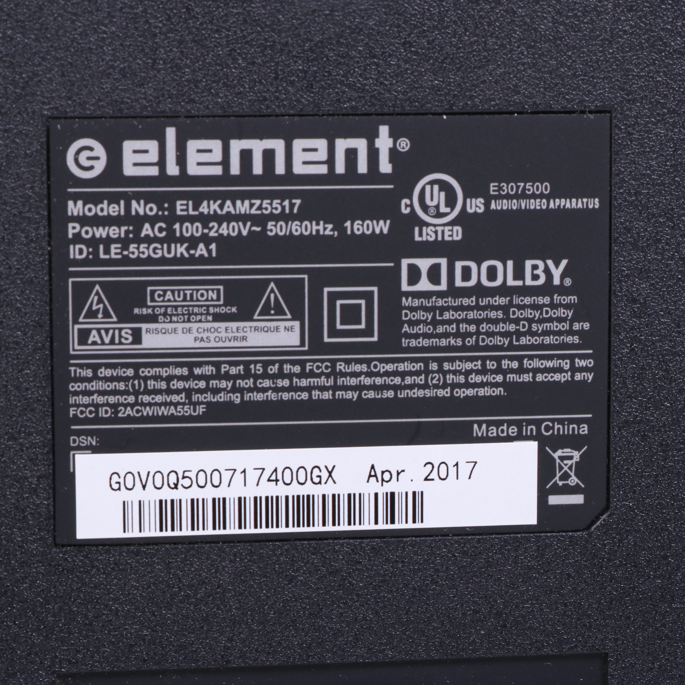 Element EL4KAMZ 55" Amazon Fire 4K Ultra HD Smart LED TV