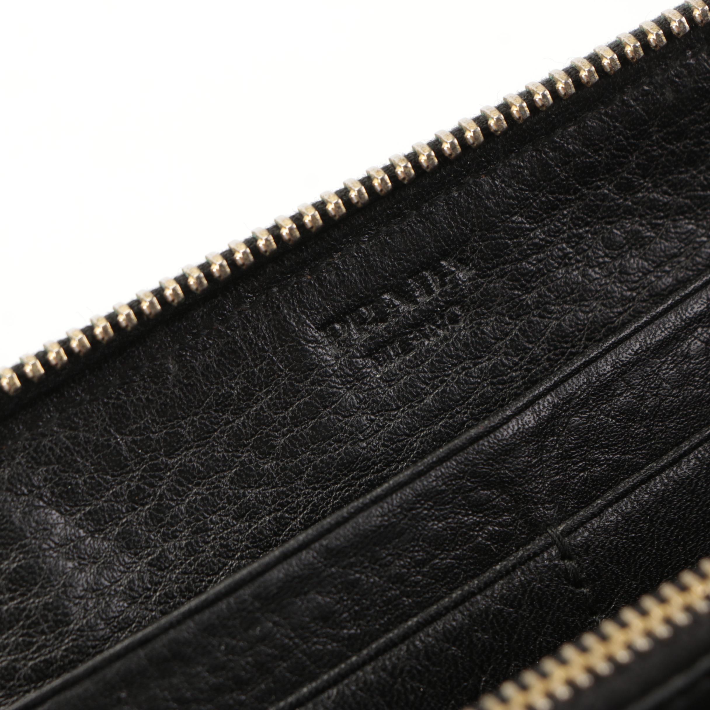 Prada Zip-Around Wallet in Black Deerskin Leather with Box
