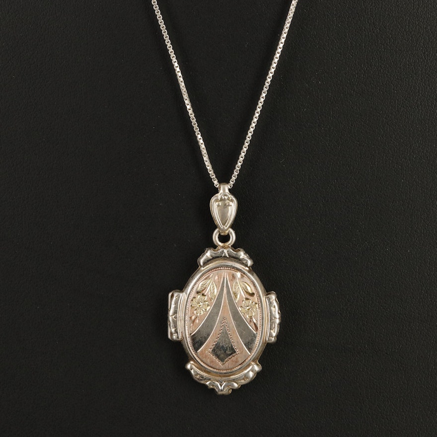 Bliss Bros. Sterling Locket Pendant Necklace