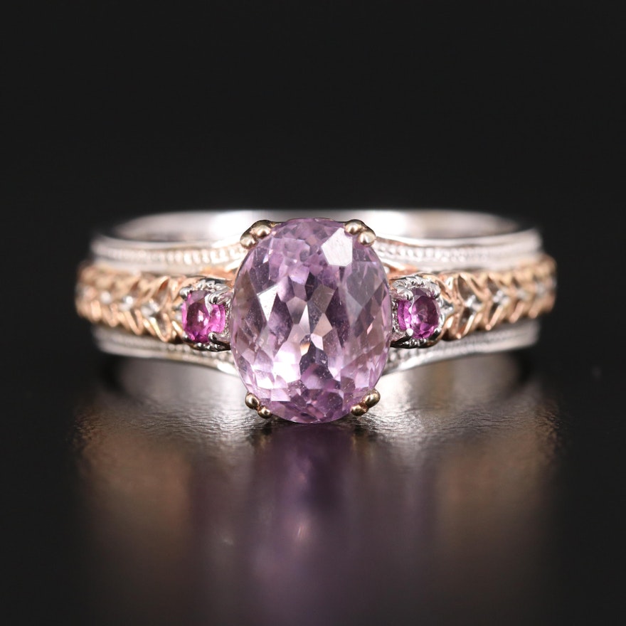 Sterling Amethyst and Rhodolite Garnet Ring