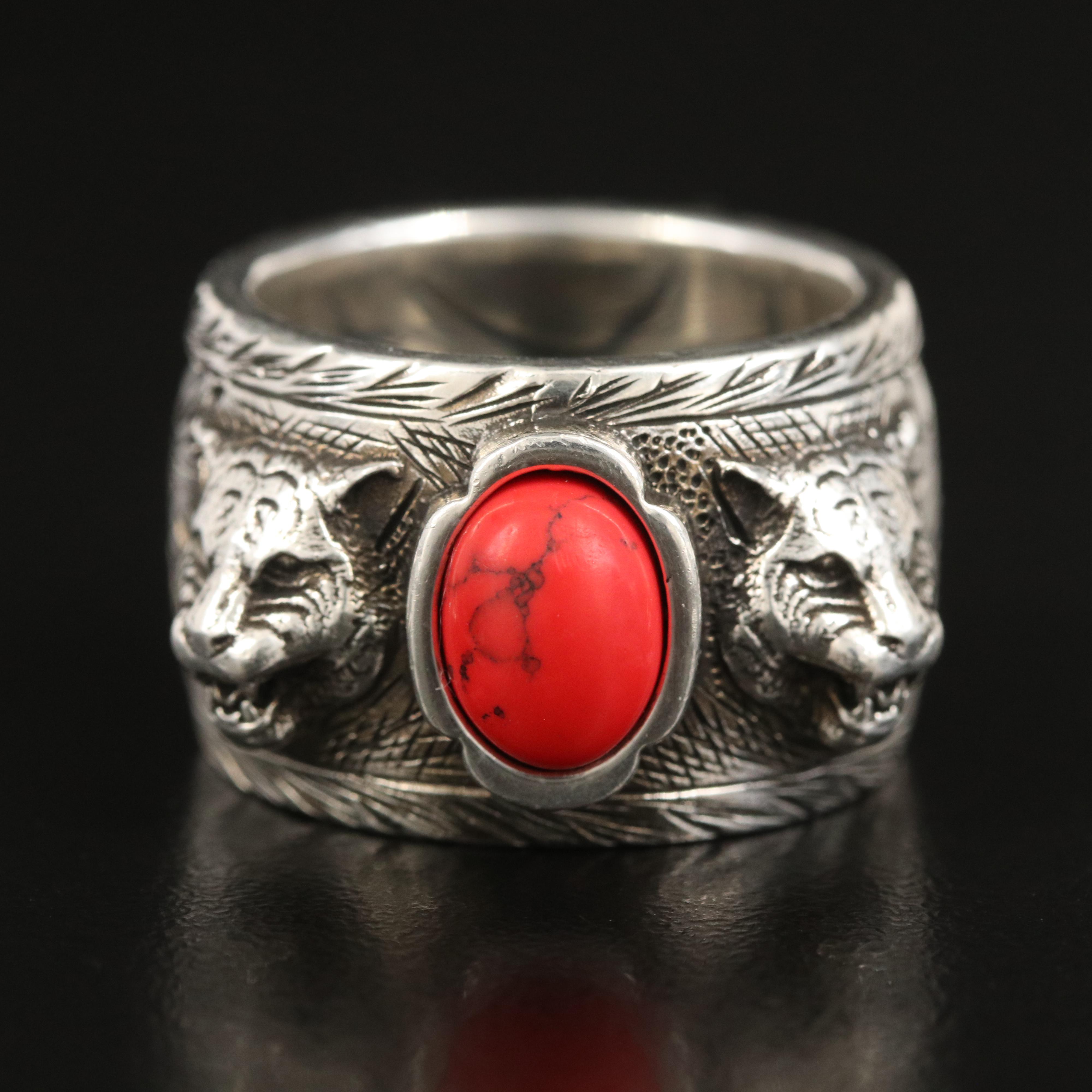 Gucci Sterling Tiger Head Ring