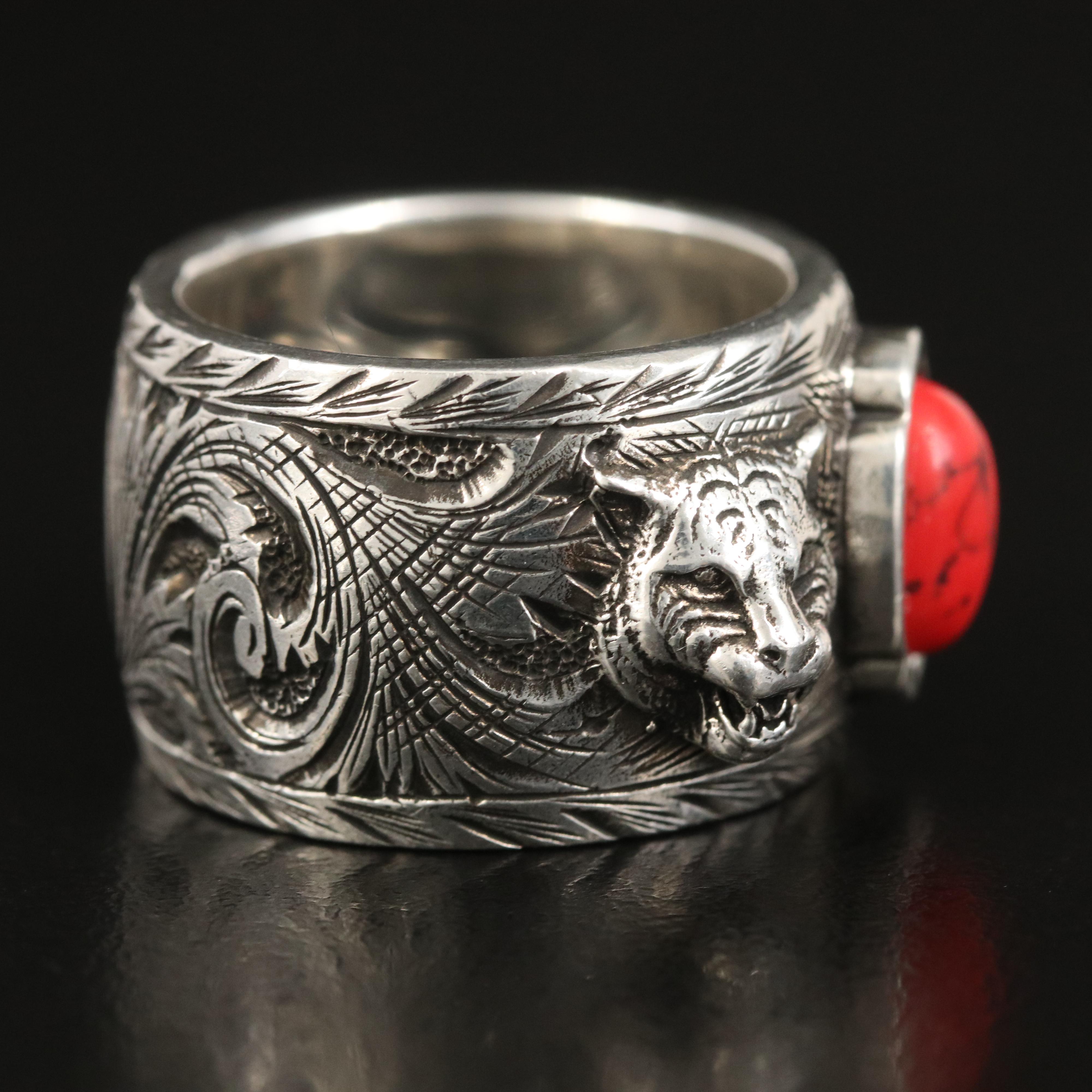 Gucci Sterling Tiger Head Ring