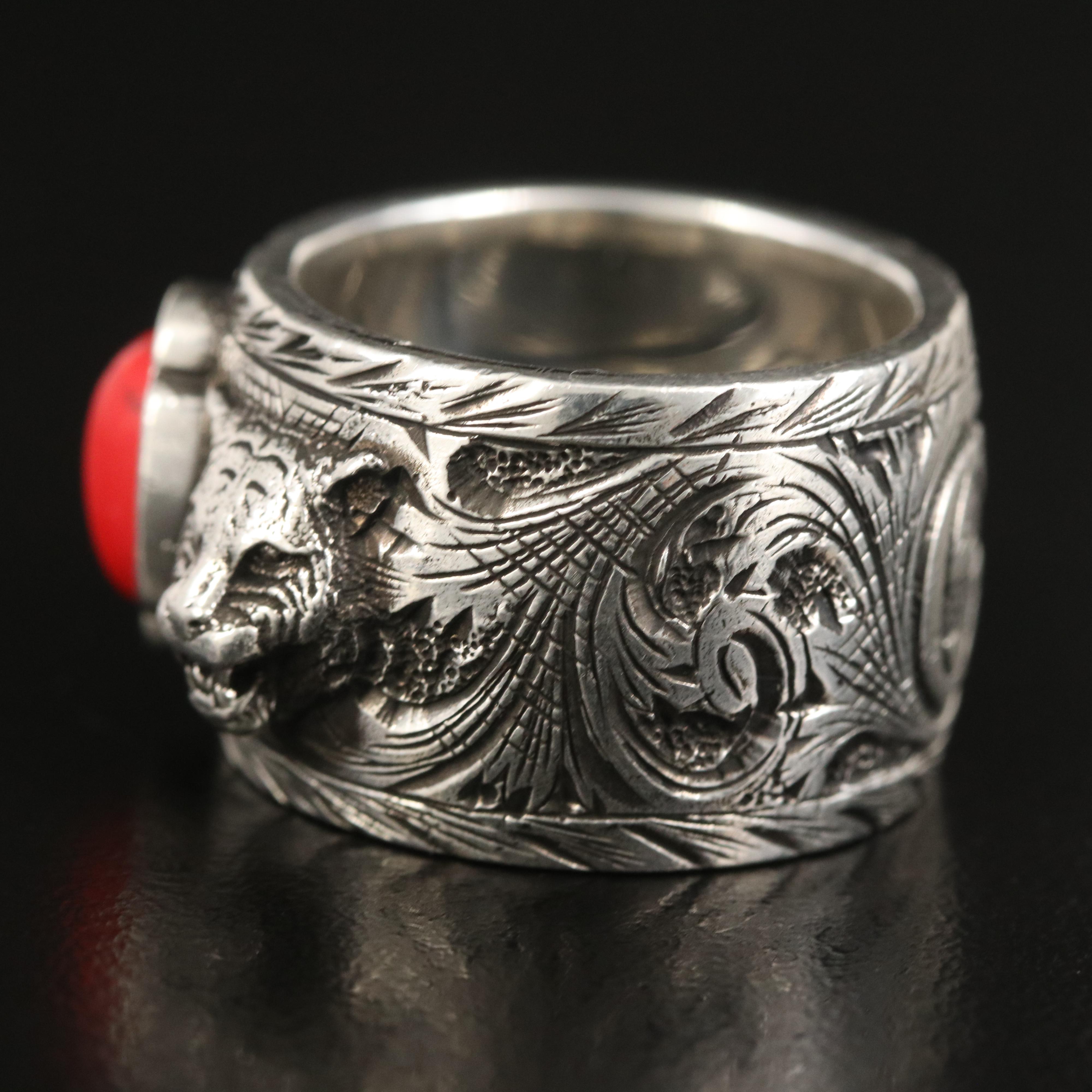 Gucci Sterling Tiger Head Ring