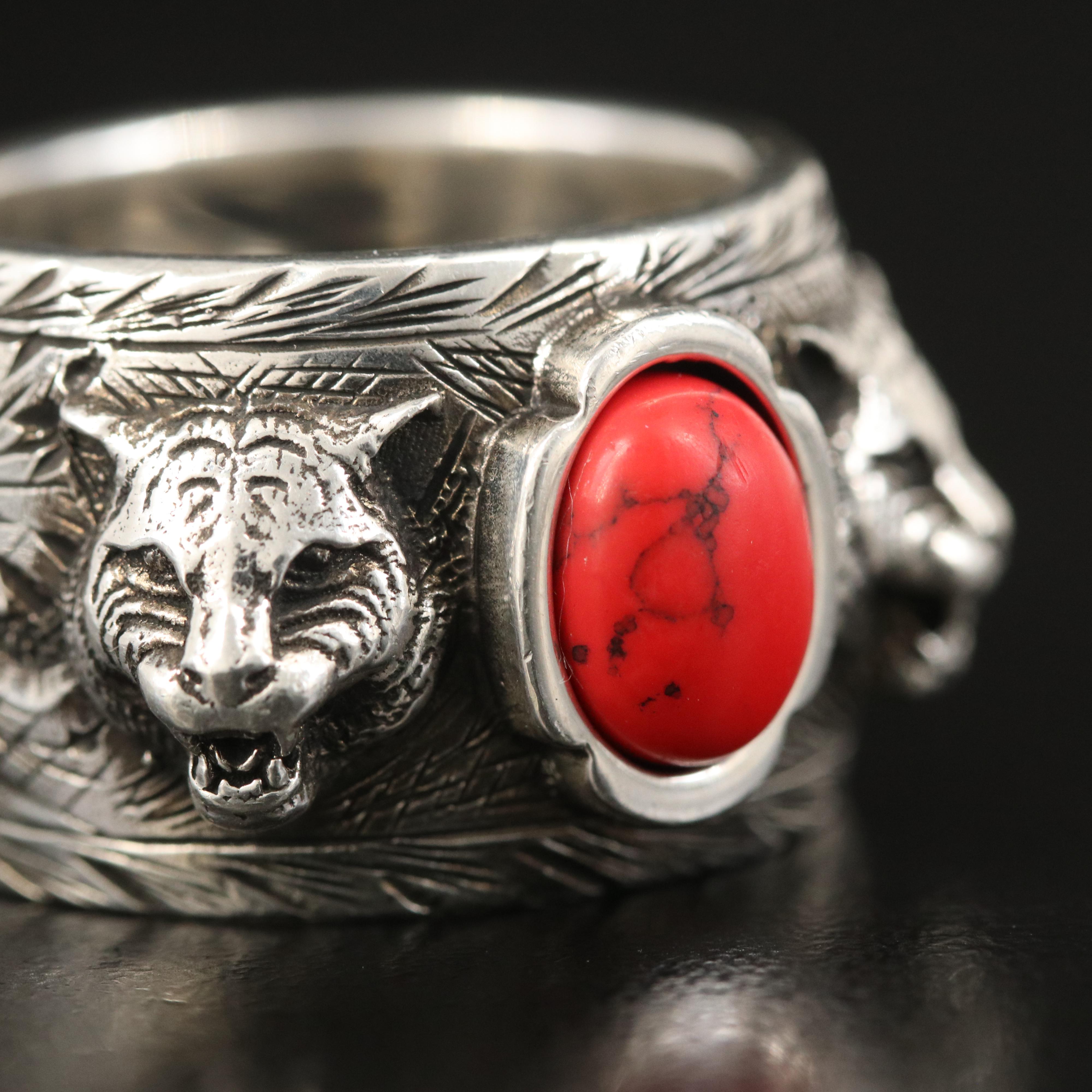 Gucci Sterling Tiger Head Ring