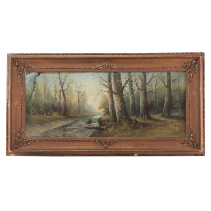 Harry Linder Landscape Pastel Drawing, Early 20th Century