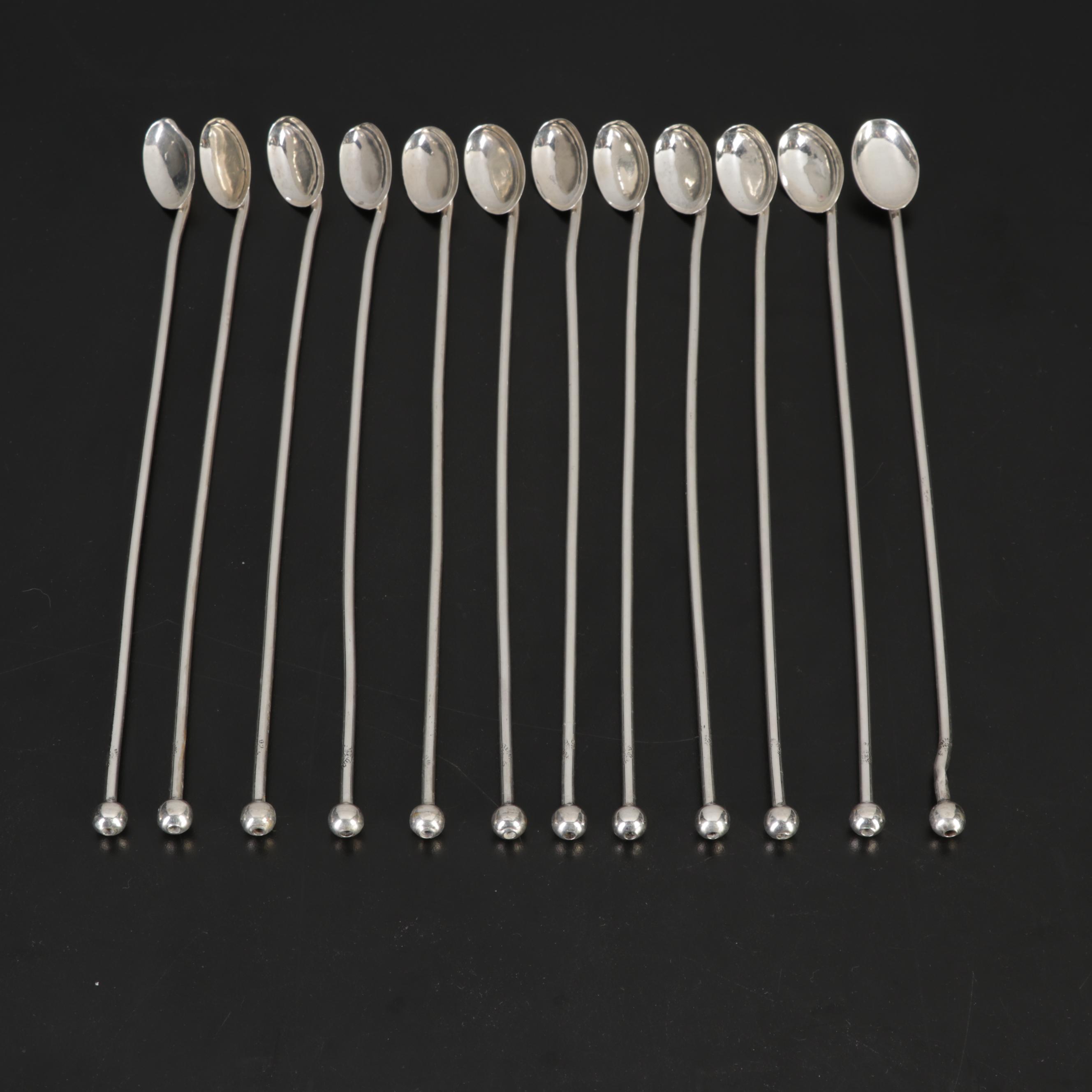 Lunt Sterling Picture Frame With Silver Cocktail Stirring Spoons and Hair Brush