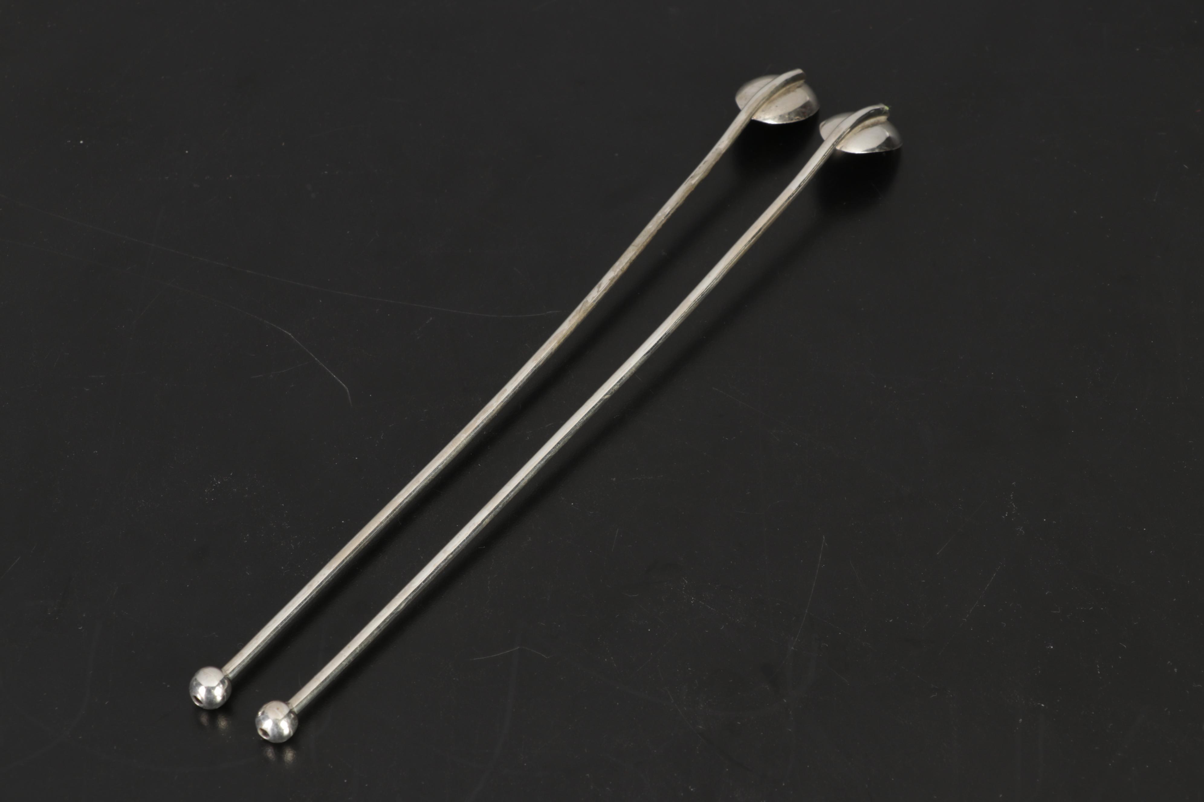 Lunt Sterling Picture Frame With Silver Cocktail Stirring Spoons and Hair Brush