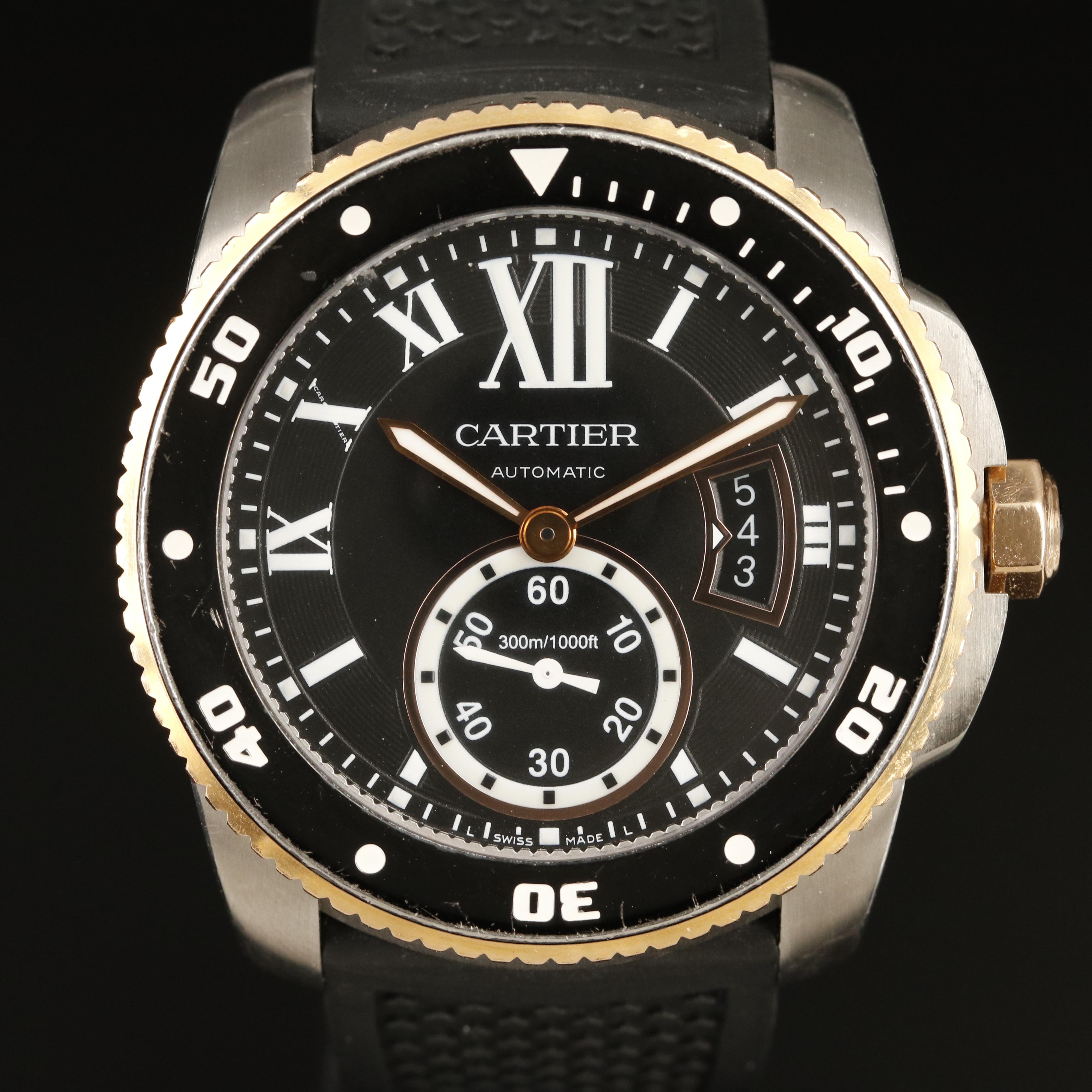 Cartier Calibre De Cartier Divers Stainless Steel and 18K Rose Gold Watch
