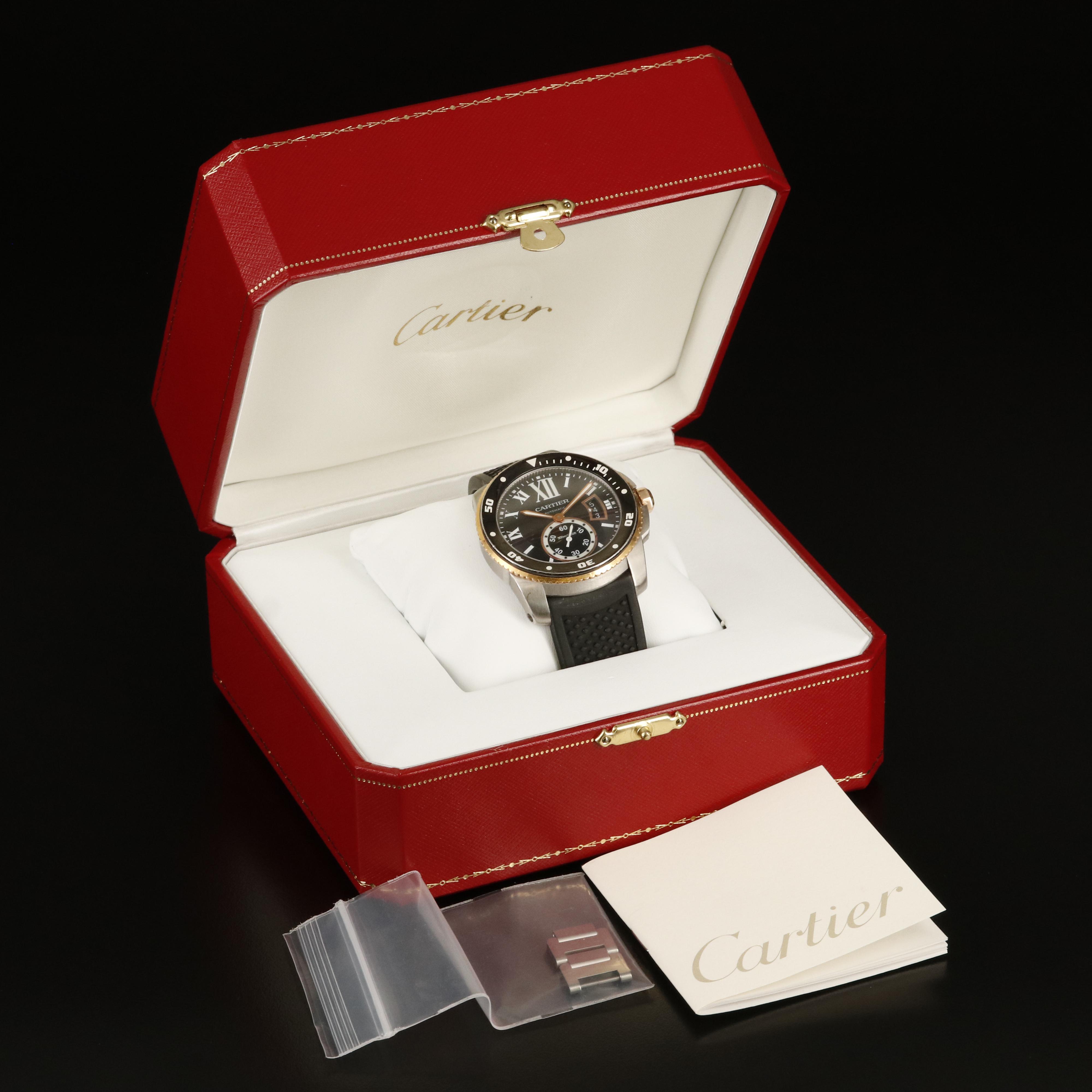 Cartier Calibre De Cartier Divers Stainless Steel and 18K Rose Gold Watch