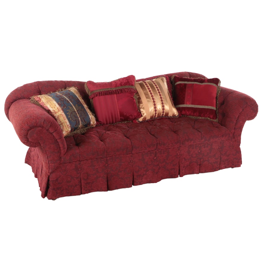 Baker Furniture Tufted and Skirted Roll-Arm Sofa