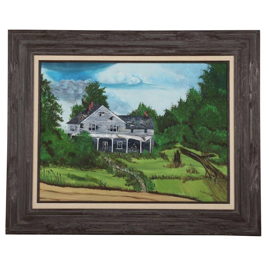 Acrylic Painting of an Abandoned  House, 1983