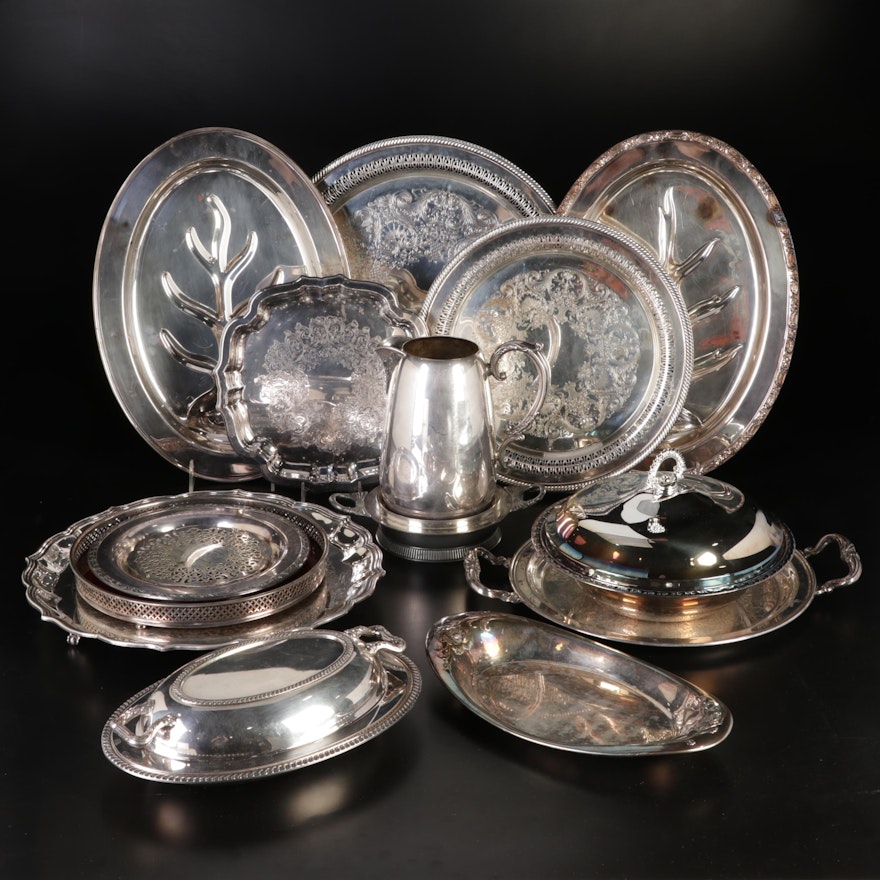 Wm Rogers, International Silver with Other Silver Plate Trays and Serveware