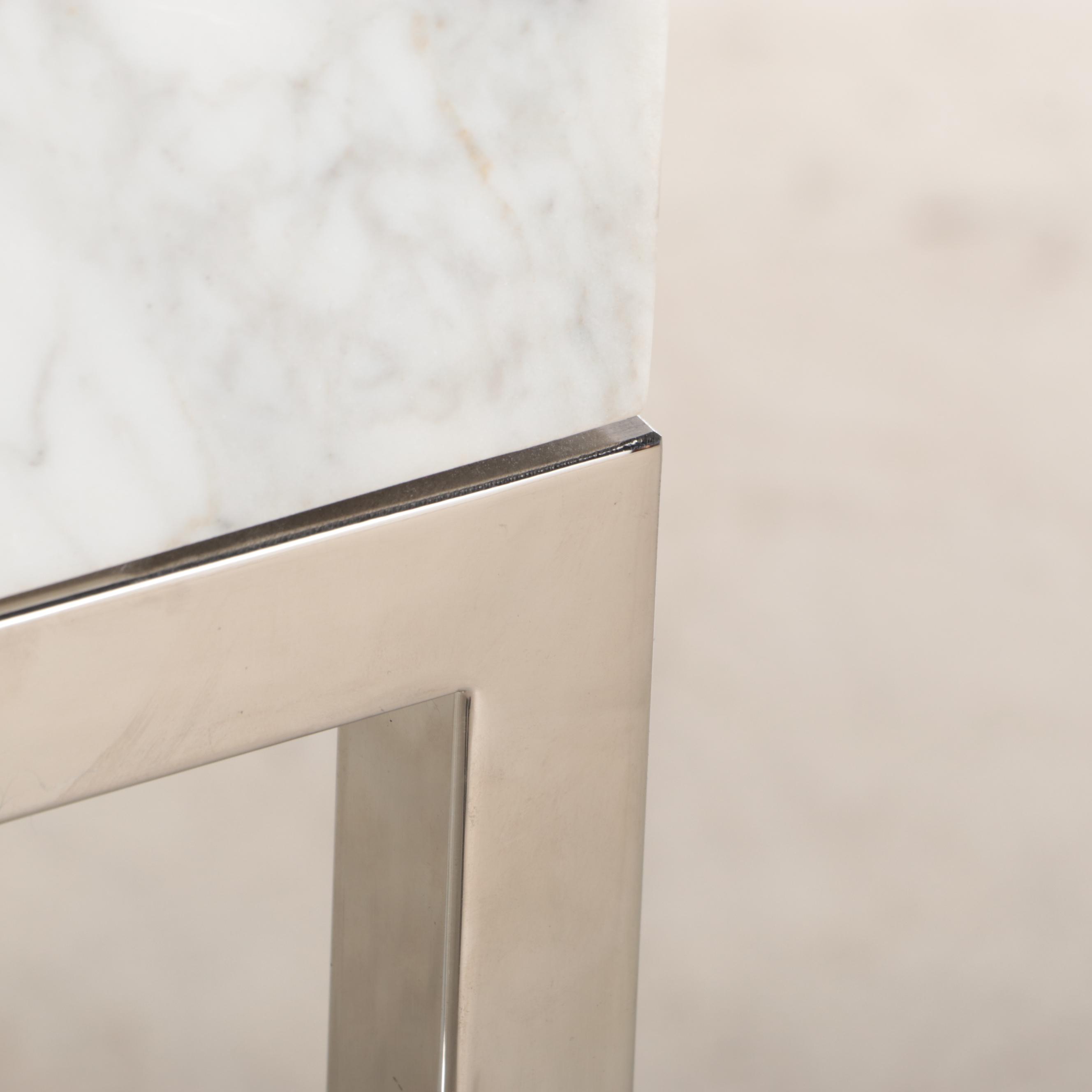 Contemporary Chrome Finished and Marble Bathroom Vanity