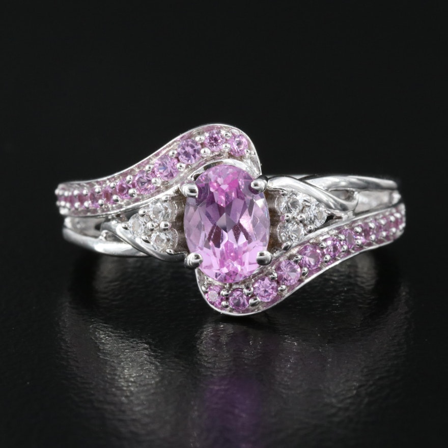 Sterling Pink and White Sapphire Ring