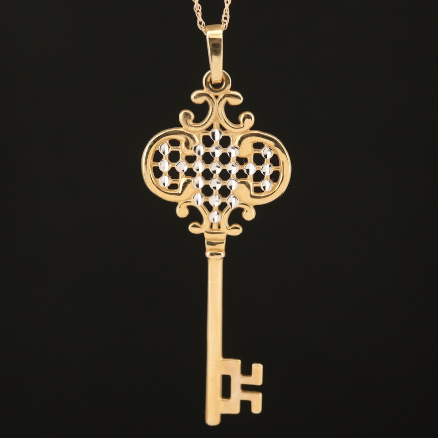 14K Key Pendant Necklace