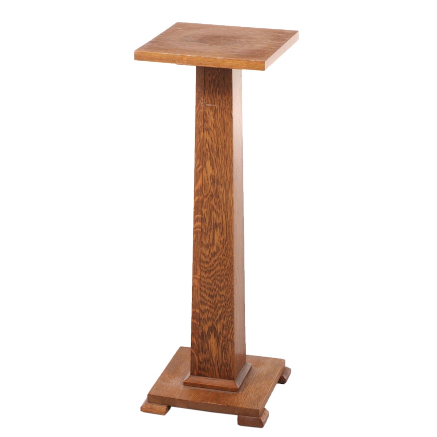 American Empire Revival Oak Pedestal, Early 20th Century