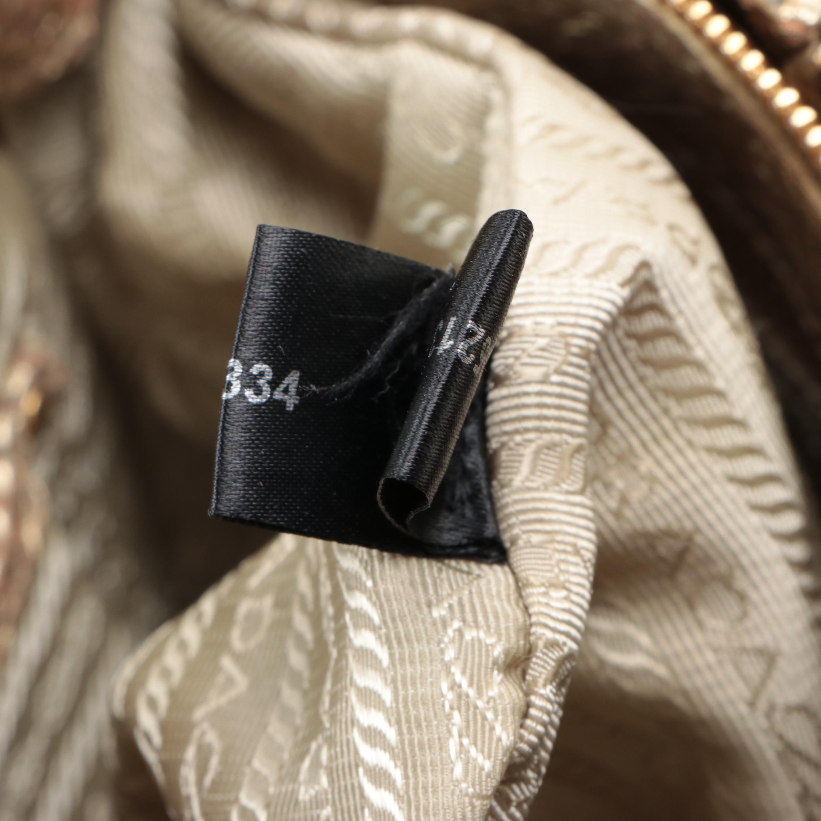 Prada Small Convertible Braided-Handle Gaufre Tote Bag in Metallic Gold Python