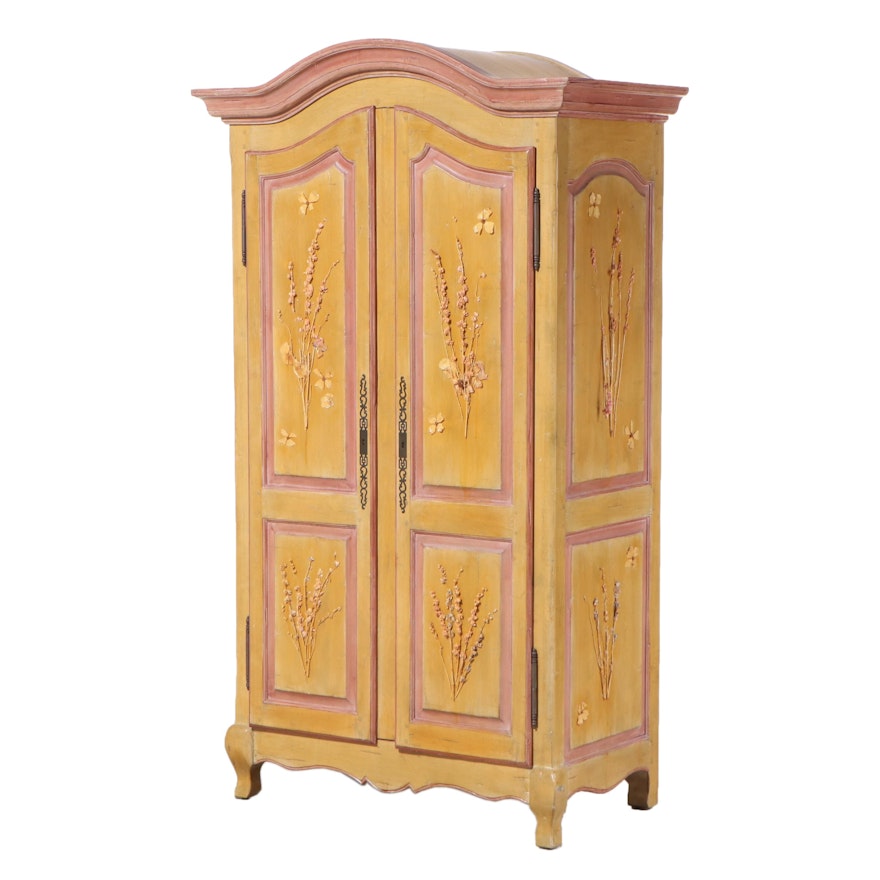 French Provincial Style Painted Wood Armoire, Late 20th Century