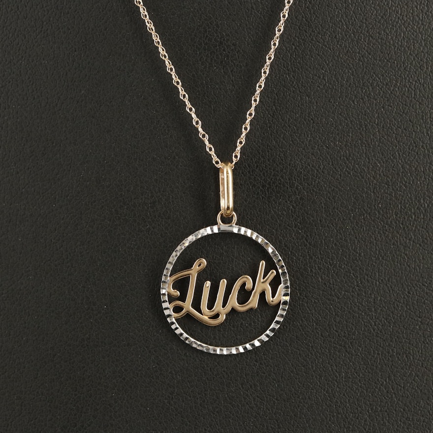 10K 'Luck' Pendant Necklace