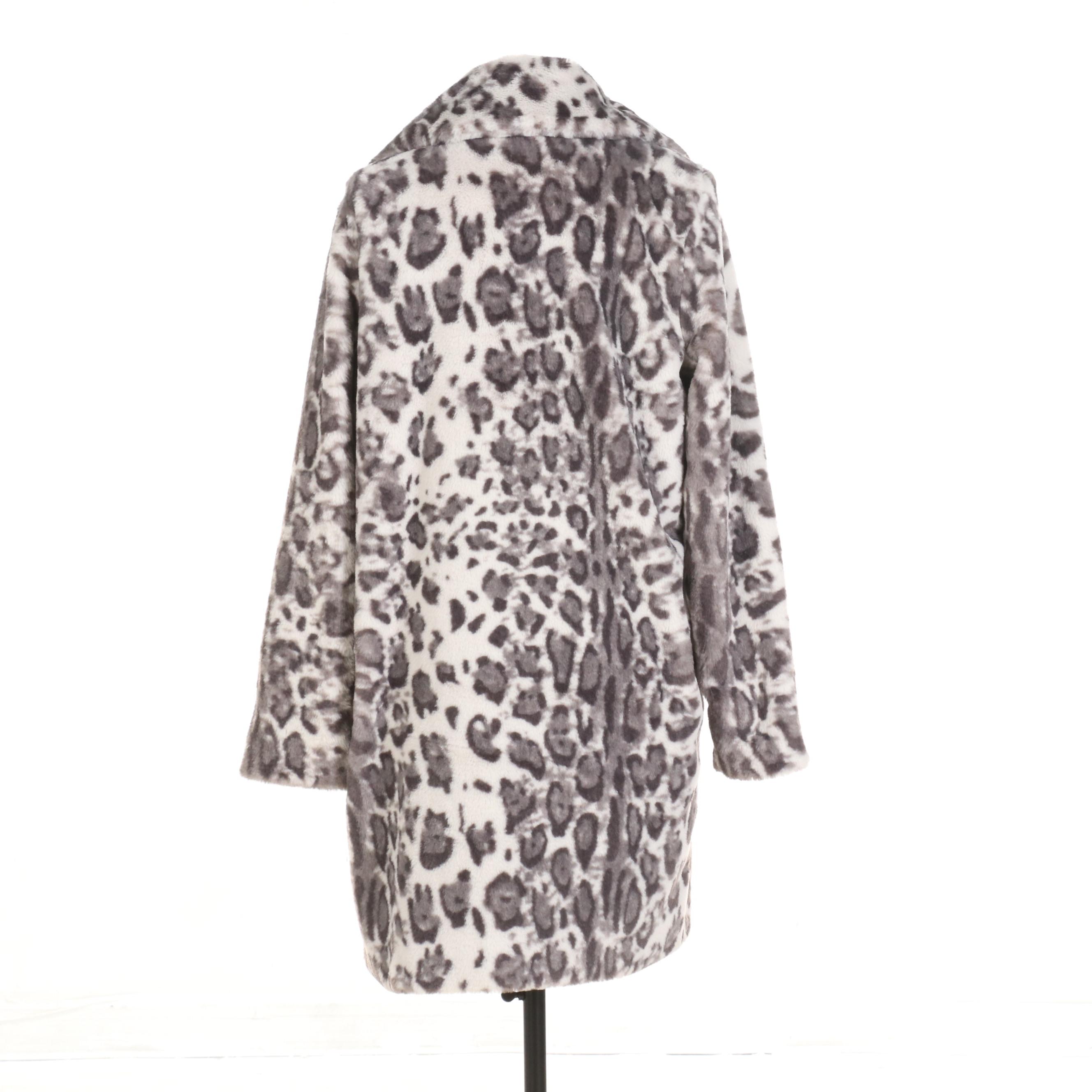 Hollister Faux Fur Leopard Print Coat