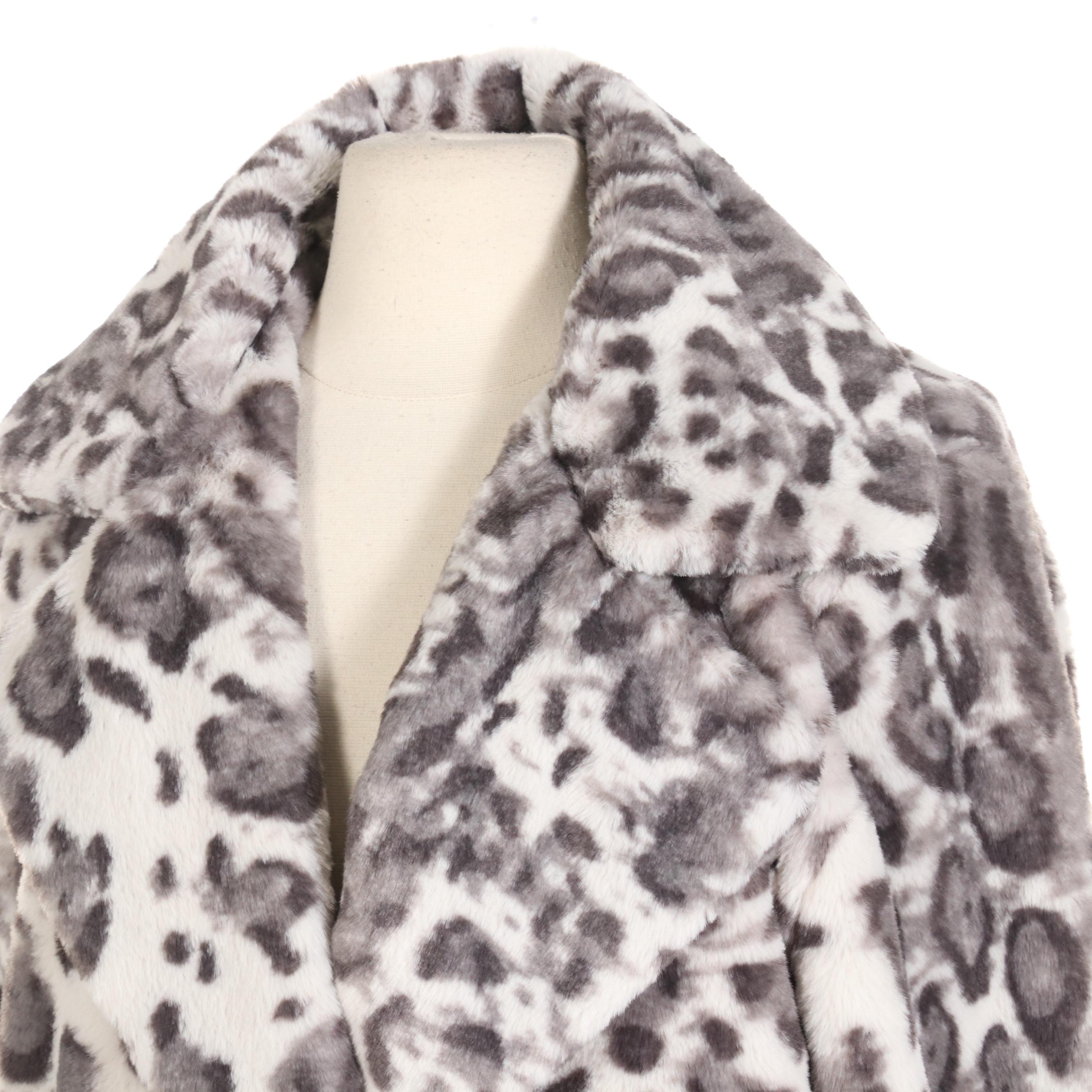 Hollister Faux Fur Leopard Print Coat