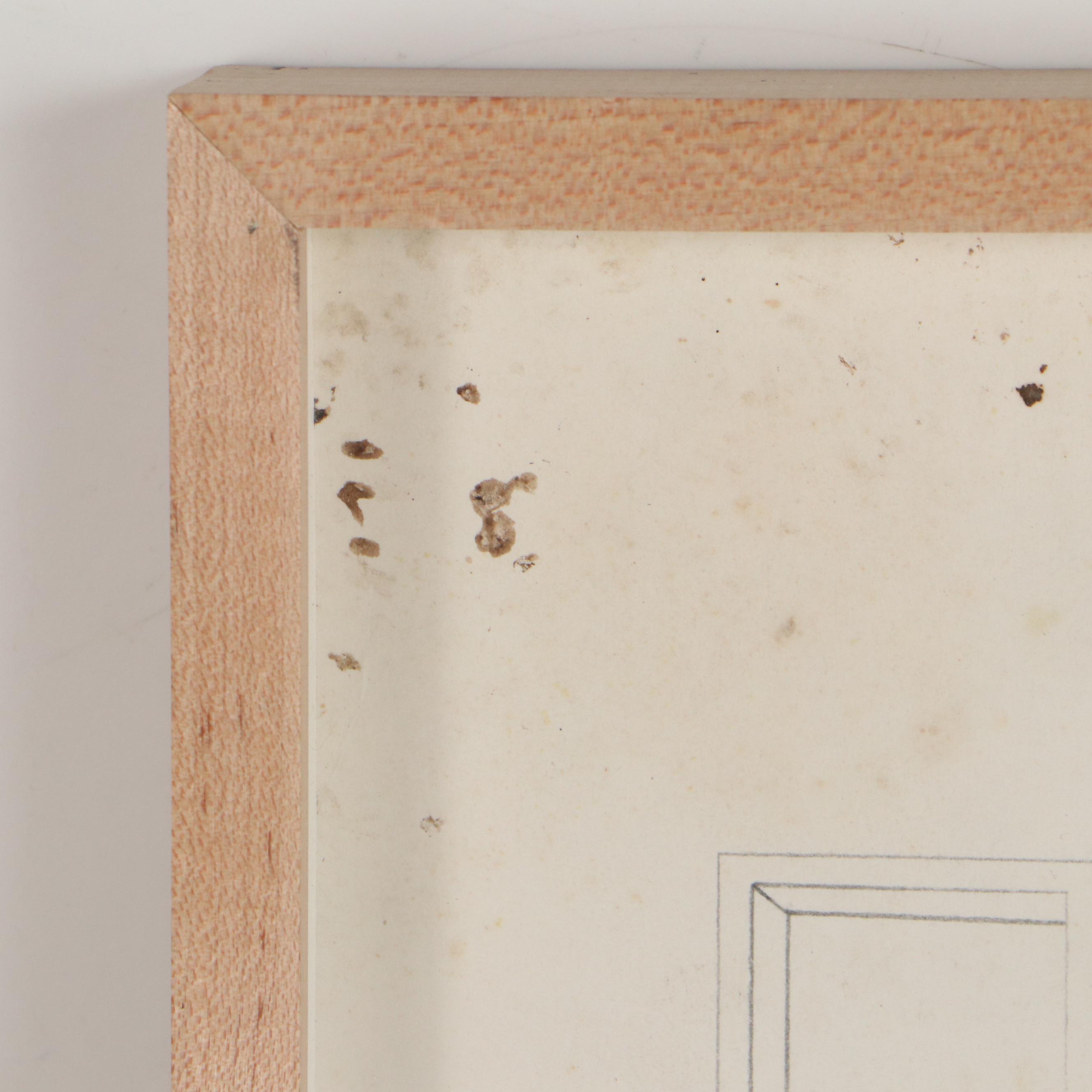 Graphite Aerial Perspective Drawing of Urban City, Late 20th Century