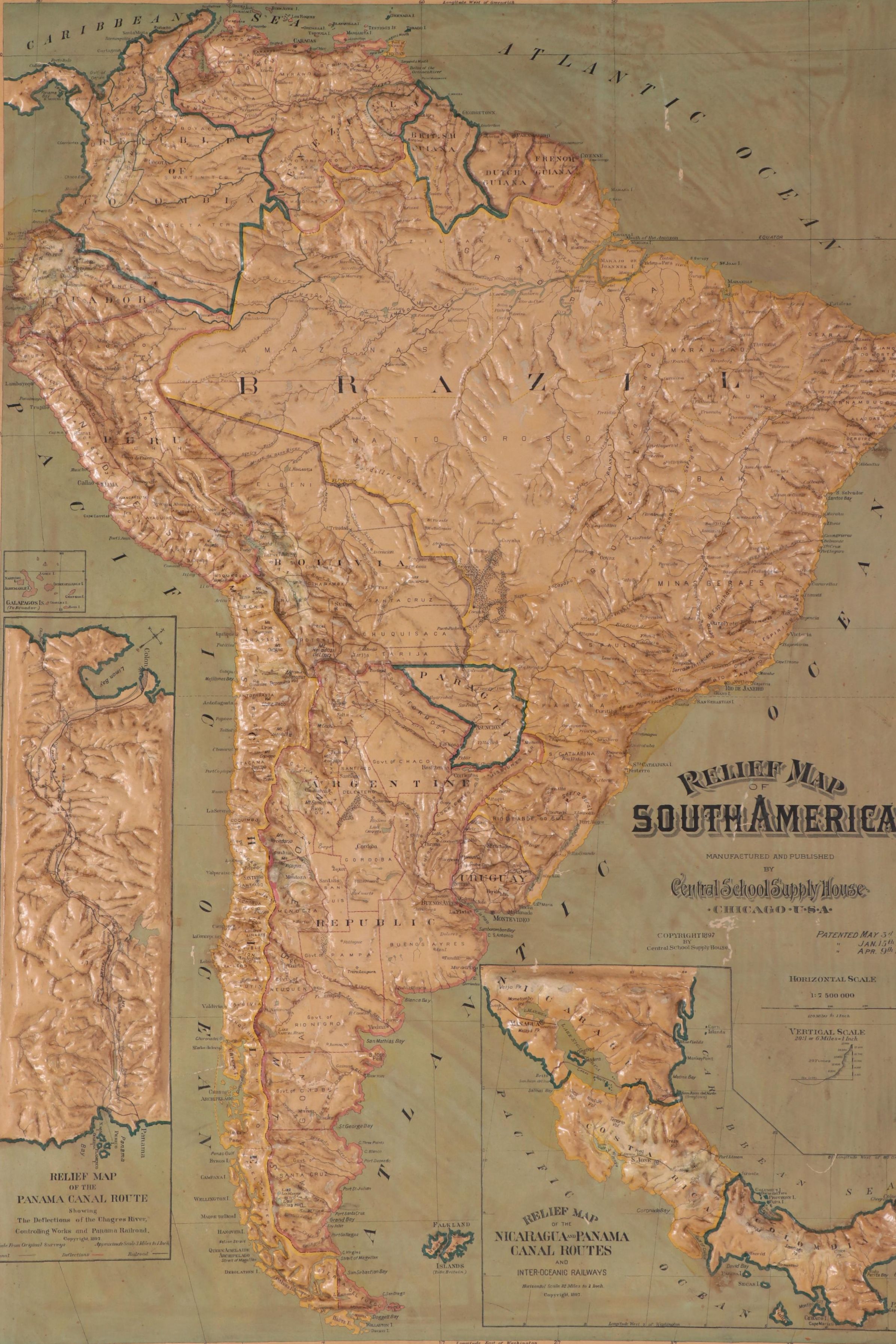 Central School Supply House "Relief Map of South America," 1897