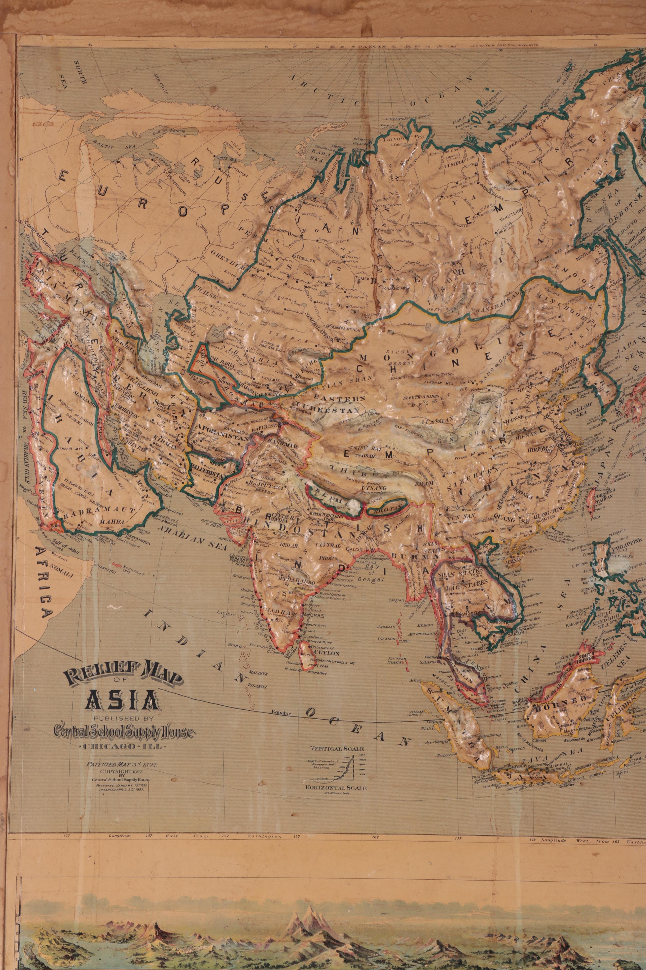 Central School Supply House "Relief Map of Asia," 1895
